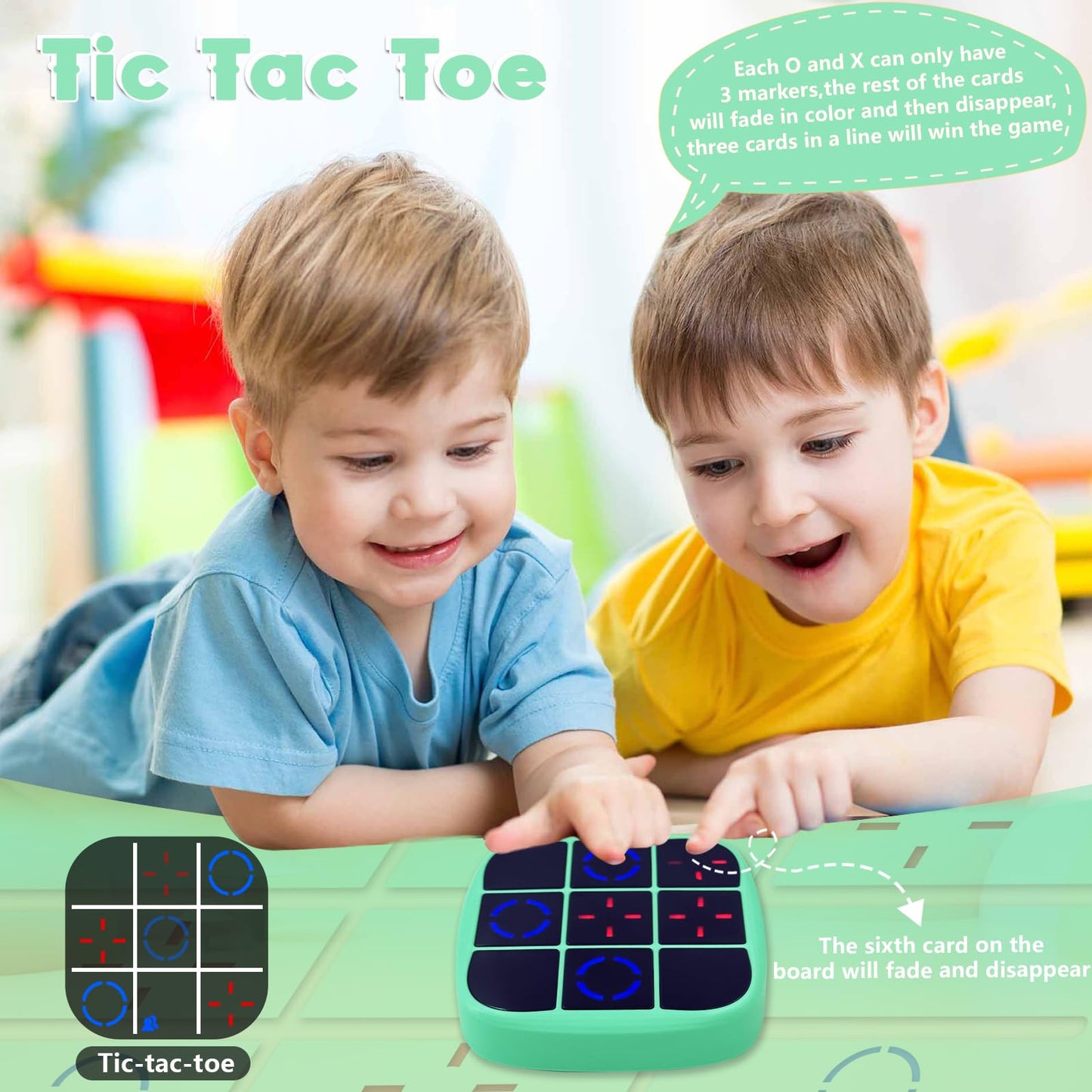 Tic Tac Toe Game, 4-in-1 Electronic Tic Tac Toe Bolt Game with Mute Function, Handheld Puzzle Console Toys for Educational, Portable Travel Games Gifts for Kids and Adults
