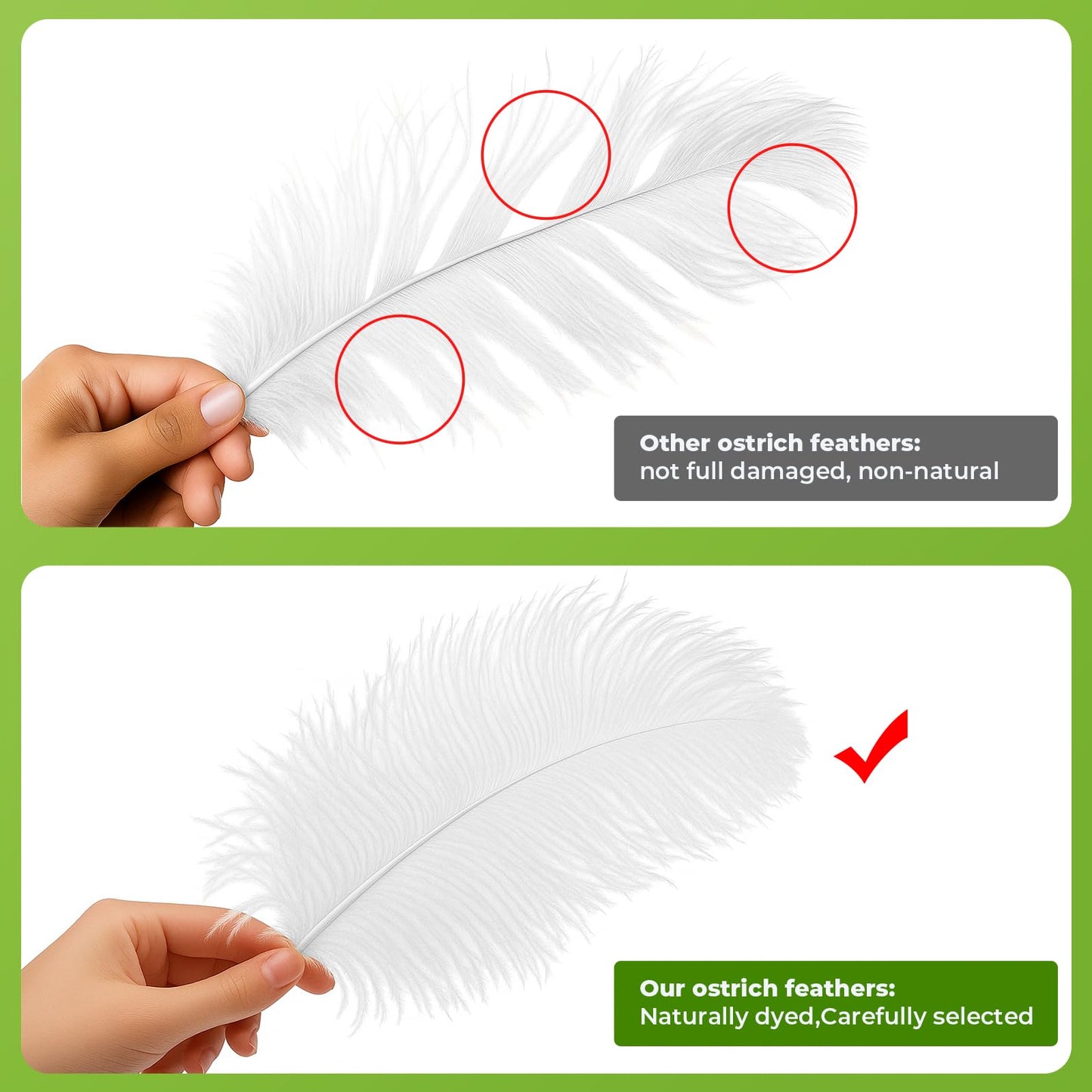 Piokio 20Pcs White Ostrich Feathers 10-12 inch (25-30cm) Bulk Feathers for Home Decoration and DIY Clothes Decoration, Gatsby Decorations