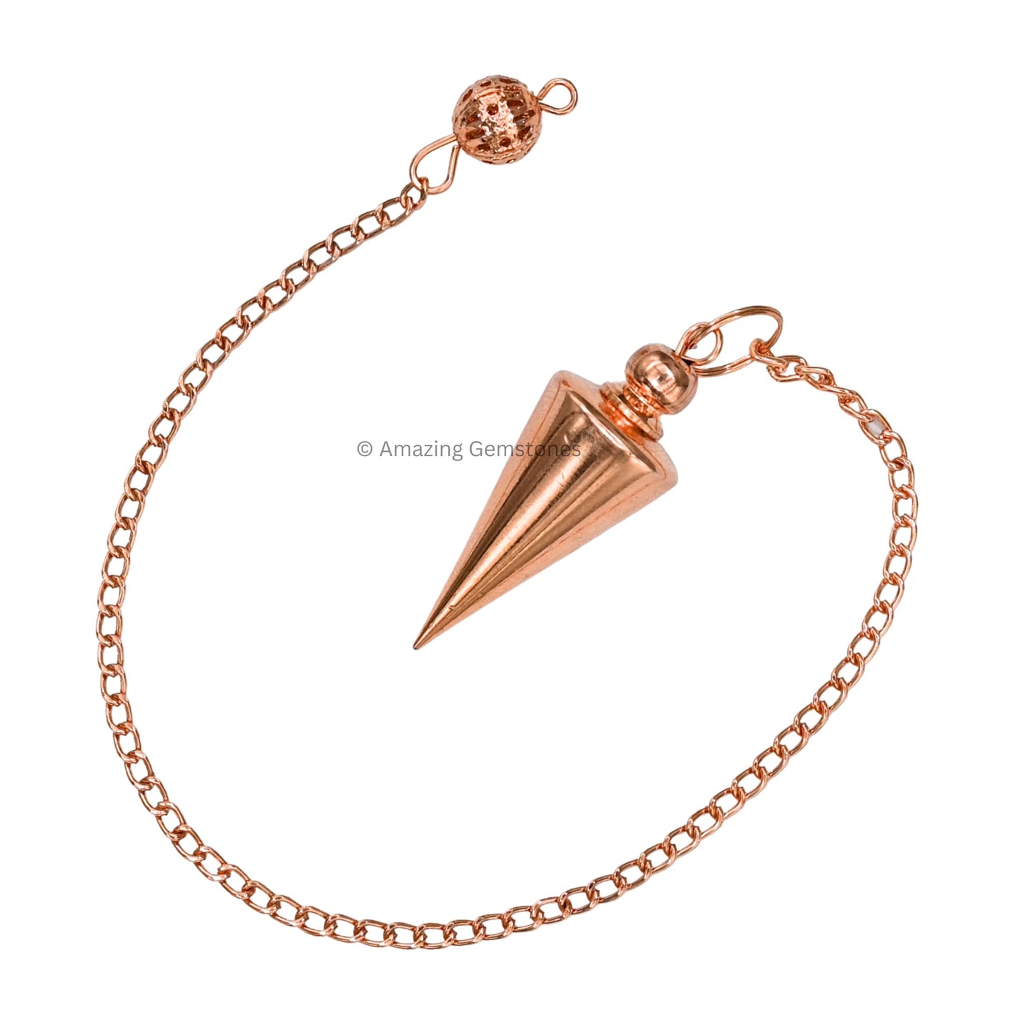 Amazing Gemstone Healing Metal Pendulums for Divination, Copper Cone with Ball Head Steel Copper Pendulum High Energy Pendulo de Bronce Pendulos de Mesa MP86