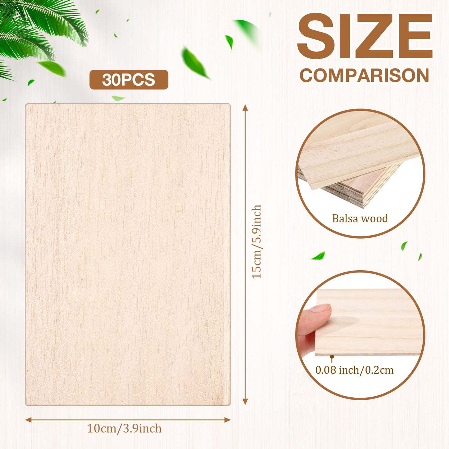 Qunclay 30 Pack 4 x 6 Inch Balsa Wood Sheets for Crafts, Architectural Models, Painting, Wood Engraving, Airplane Kits
