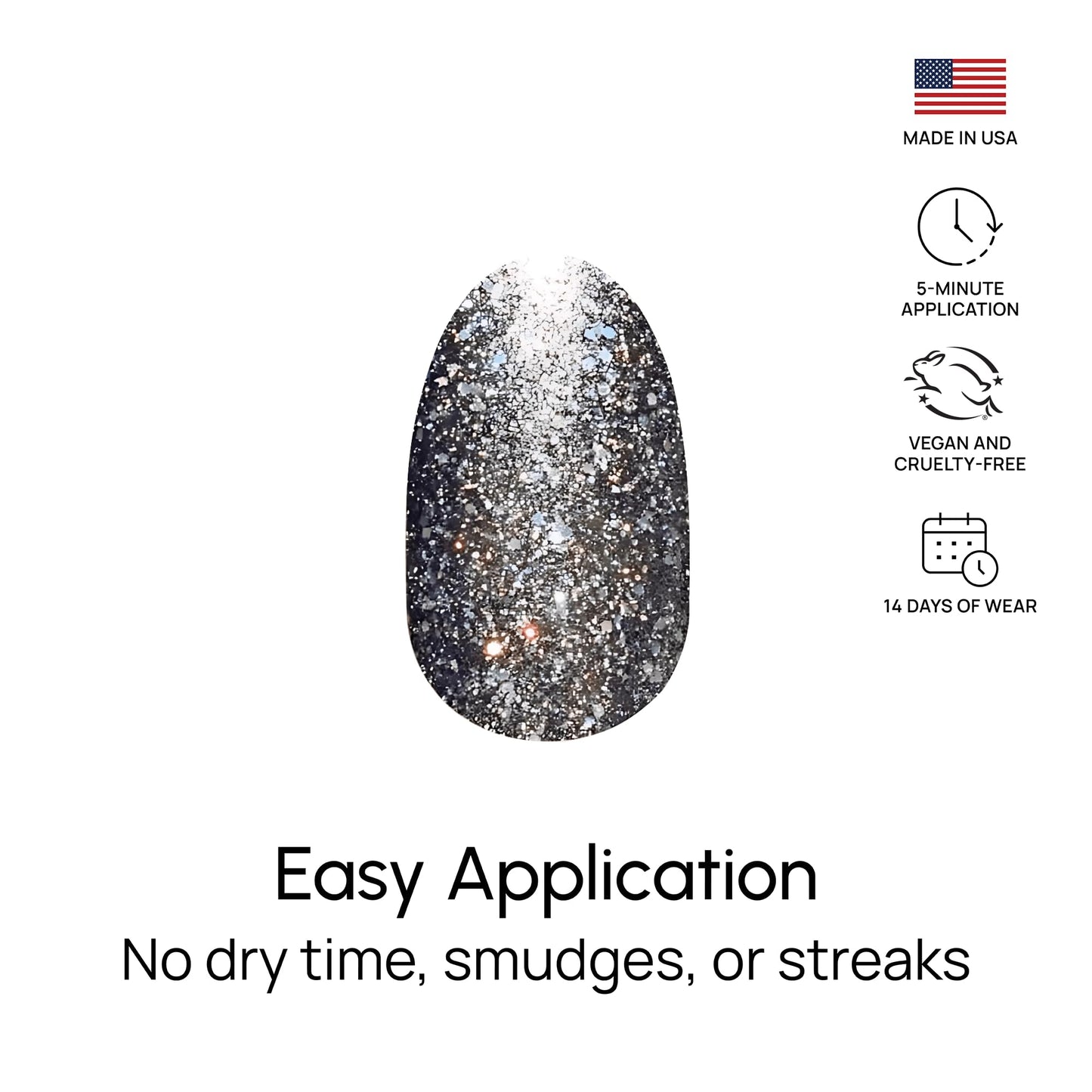 Color Street Light Year Holographic Nail Strips - Sparkling Gunmetal Grey Glitter, Glitter Finish, 16 Double-Ended Strips, Easy Peel & Apply, Salon-Quality Nails, Quick & Effortless Application.