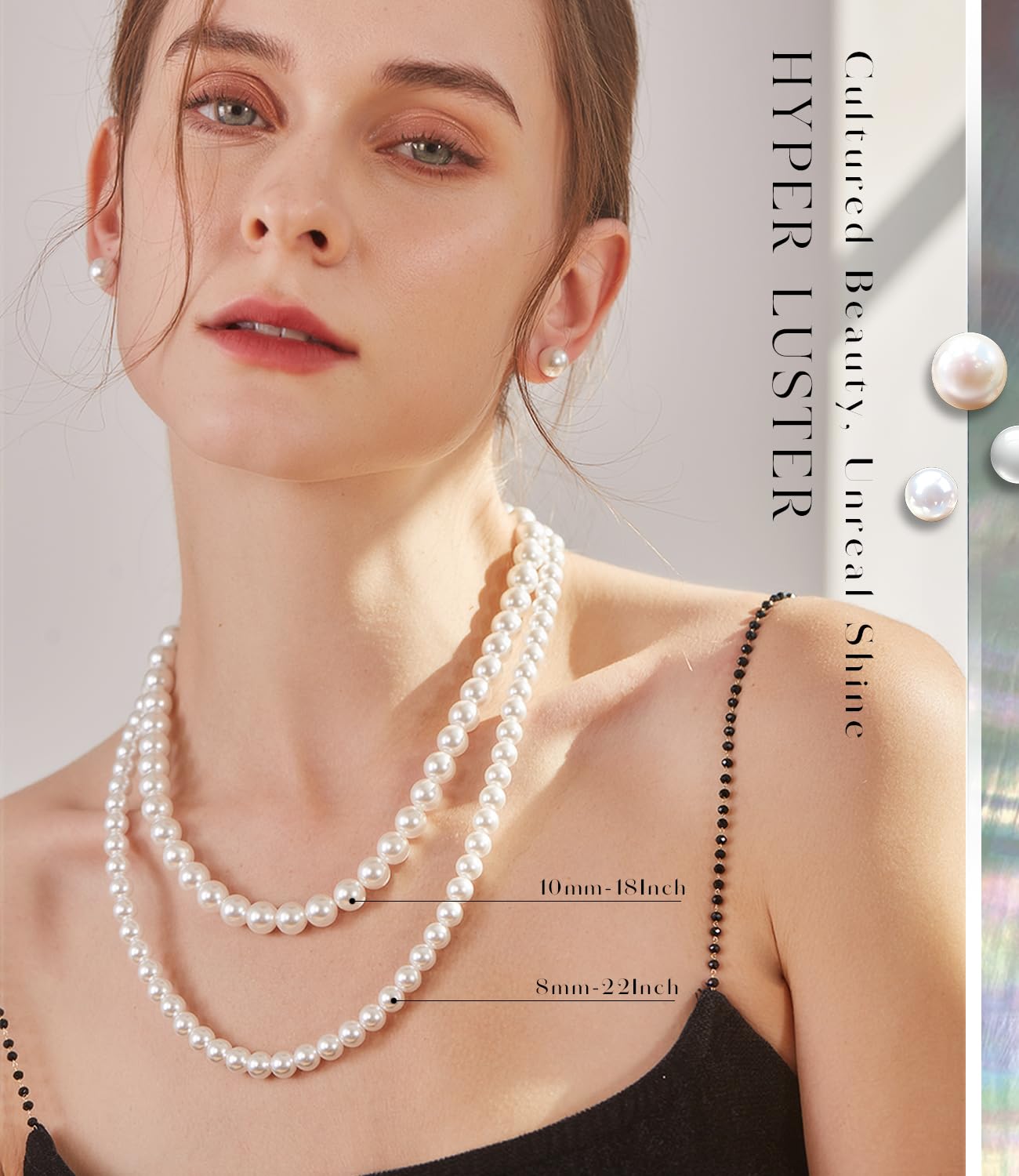 Raneecoco HYPER LUSTER Sterling Silver 8mm White Round Simulated Pearl Necklace for Women | Dainty 18 inch Pearl Choker Necklace | Gift Ready for Wedding