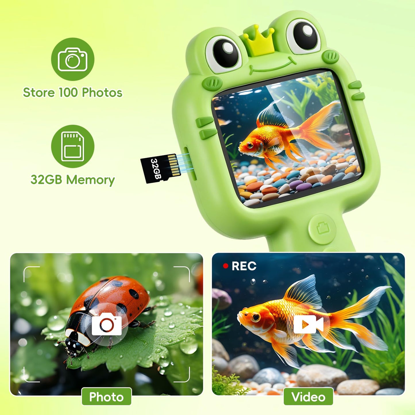 Kids Borescope Camera with Light & 32GB SD Card, STEM Science Educational Toy for 4 5 6 7 8 9 10 Years Old Boy Birthday Gift, Snake Scope Camera with 2.4" Screen for Outdoor Camping Nature Exploration