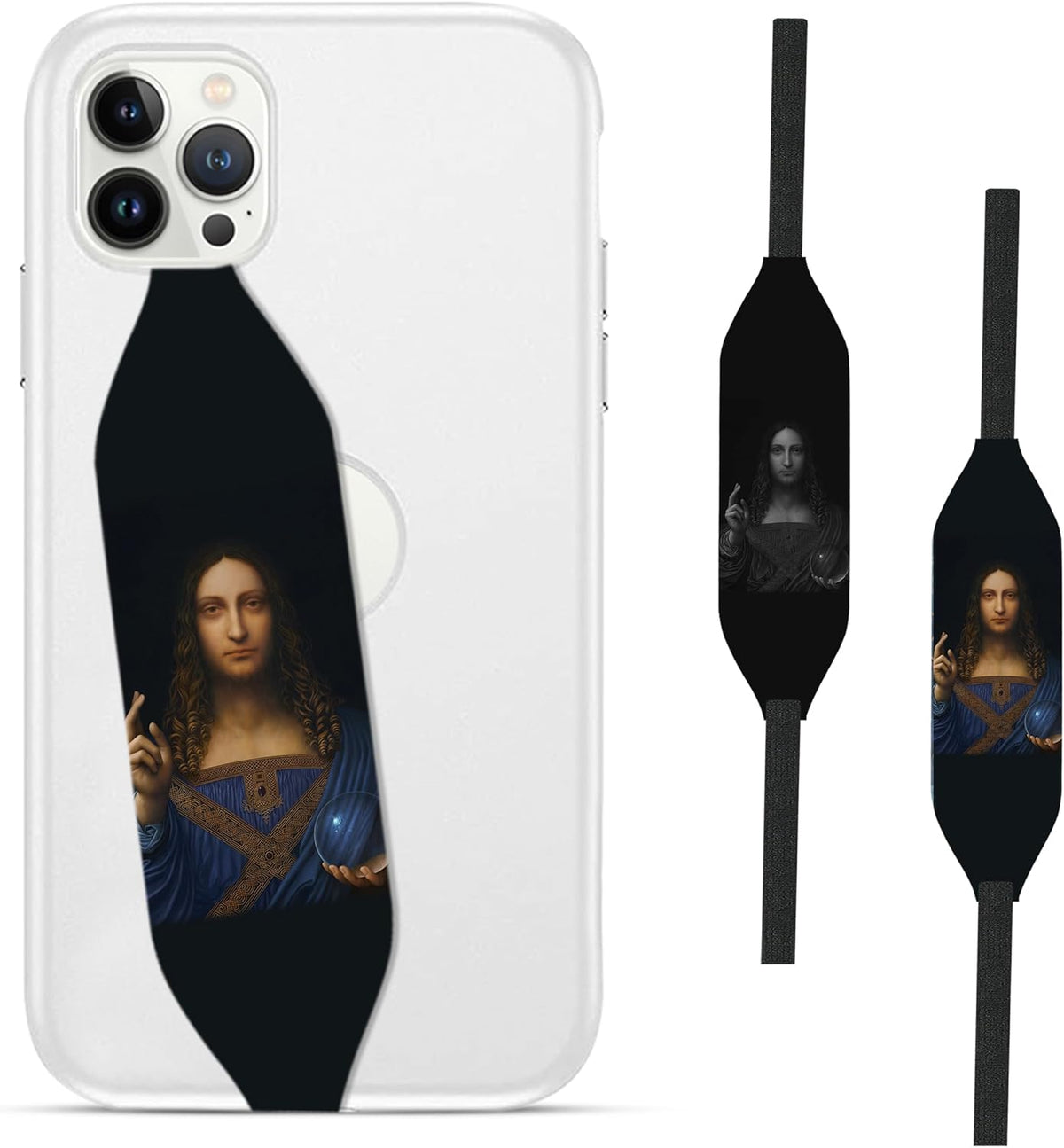 Universal Phone Grip Strap| Reversible Phone Hand Strap for Phone Cases As Phone Loop Holder| Secure Handling by Comfortable Phone Strap - Salvator Mundi