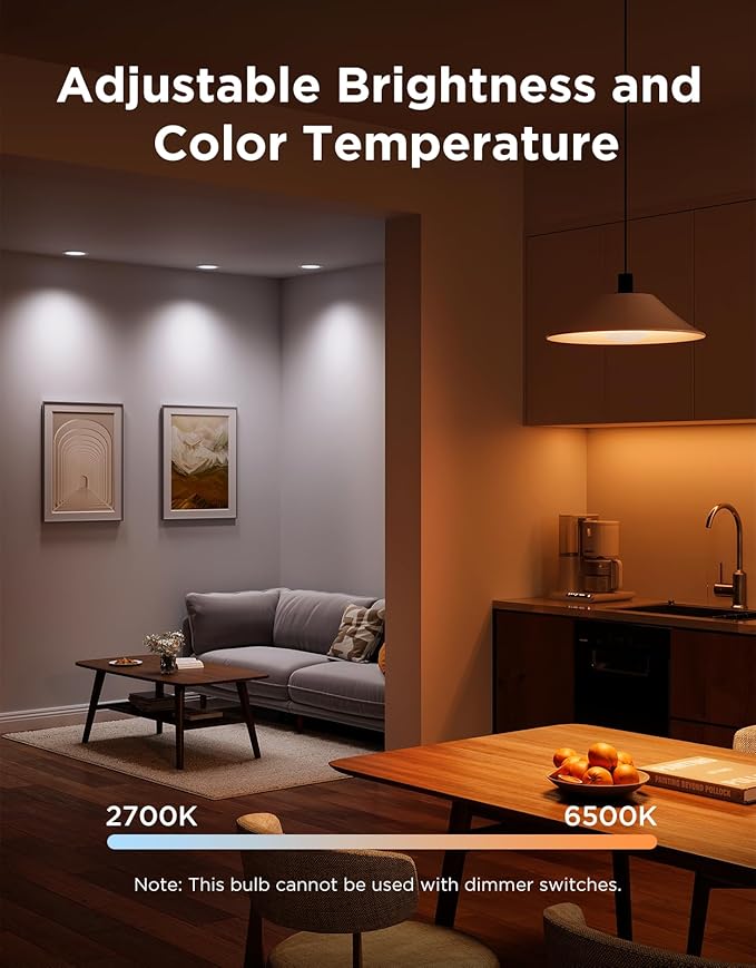 Govee BR30 Smart Light Bulbs, Works with Matter, Alexa and Google Assistant, LED Light Bulb, WiFi RGBWW Color Changing Flood Light Bulbs, Recessed Can Light Bulb, 2.4Ghz only, 850 Lumen, 4 Pack