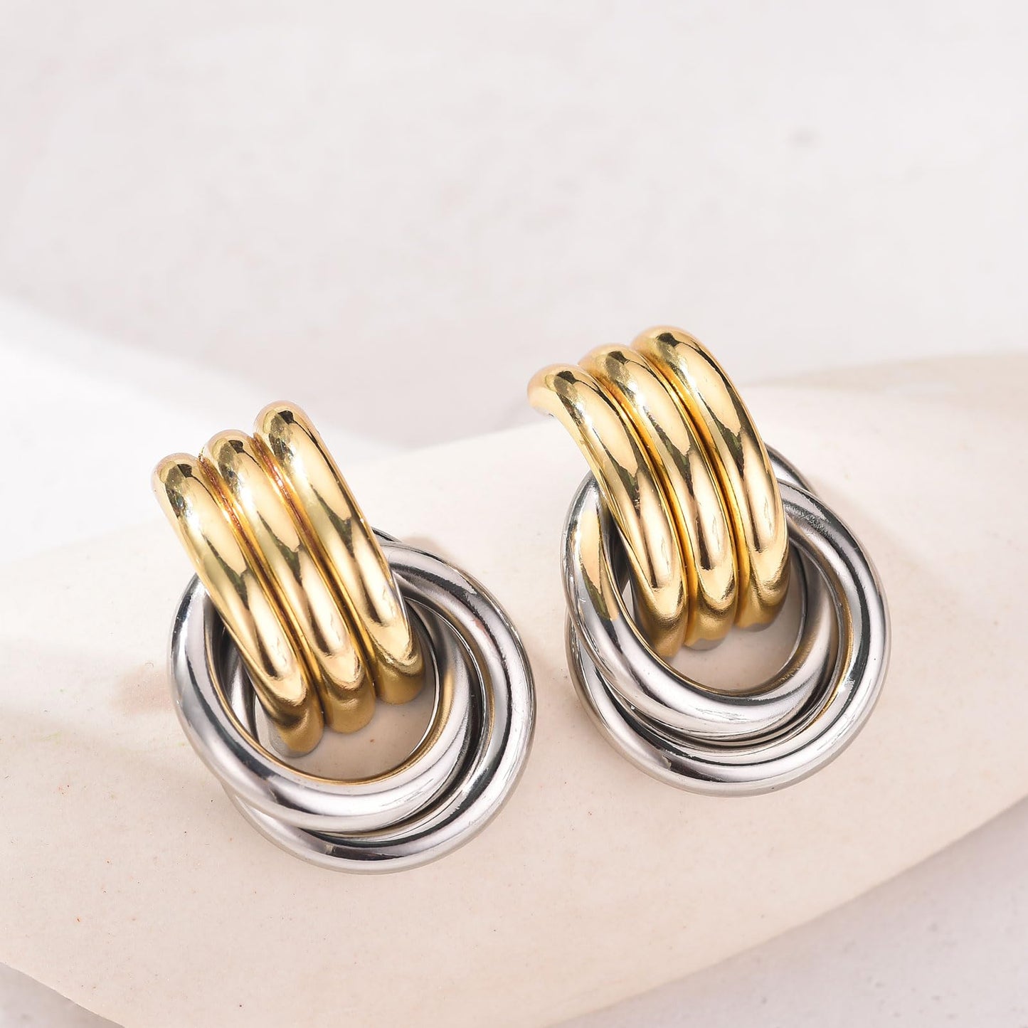 Gold Silver Knot Earrings Chunky Large Knotted Drop Dangle Statement Earrings for Women