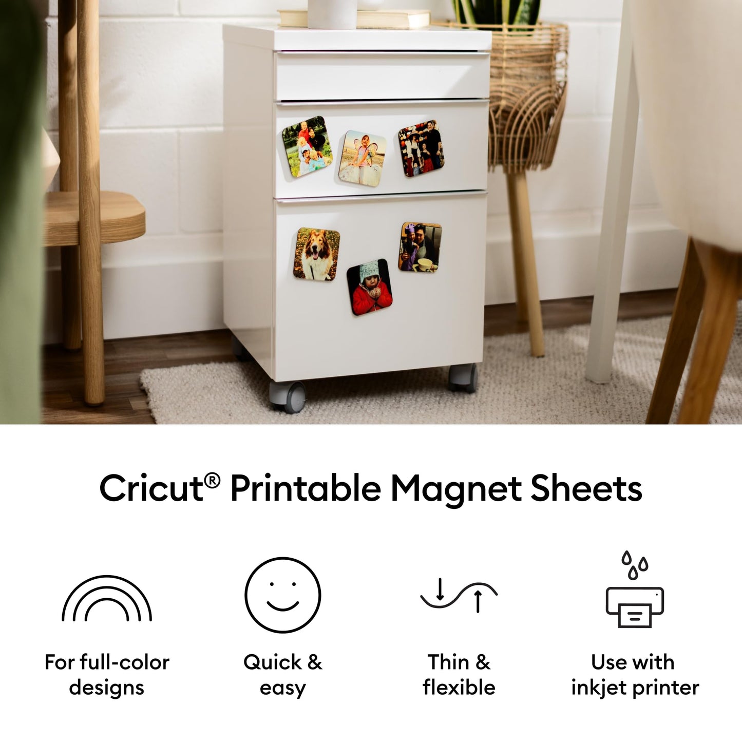 Cricut® Printable Magnet Sheets - 8.5 in x 11 in (8 Count) - Create Custom Magnets - Thin, Flexible, & Compatible with Your Inkjet Printer - Works with Cricut Maker™, Explore™, Joy™ Xtra, & Venture™