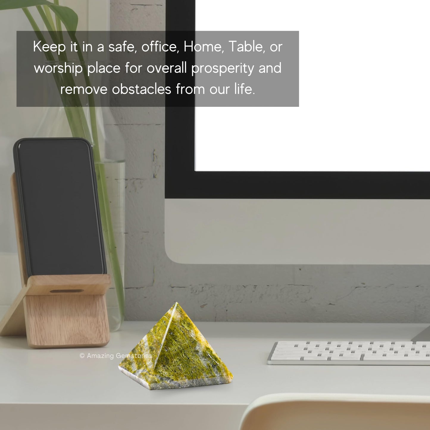 Vesuvianite Pyramid Crystal Healing Stones - 1.5" Great Pyramid Figurine of Natural Stone Pyramid for Meditation, Reiki, Chakra Balancing and Crystal Pyramids Grid