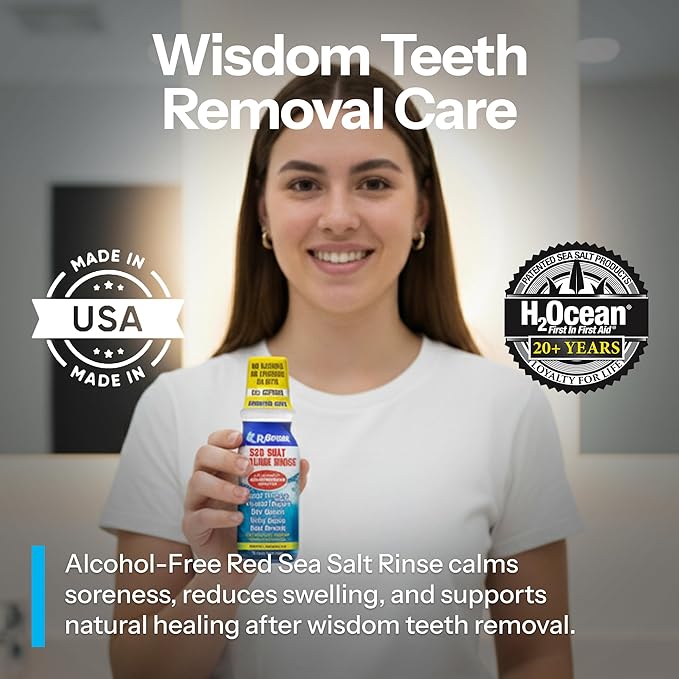 H2Ocean Healing Rinse Natural Sea Salt Oral Care - Mouth Rinse for Oral Care - Great for Piercings, Sore Throats & Gum Health - Alcohol- & Fluoride-Free Mouthwash - Lemon Ice, 8 oz (Pack of 2)