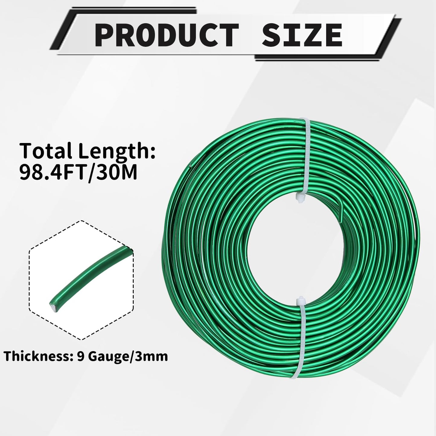 9 Gauge Aluminum Craft Wire, 100 Feet 3mm Bendable Metal Wire for Jewelry Making, Sculpting and Floral Design, Soft Armature Wire for DIY Crafts (Green)