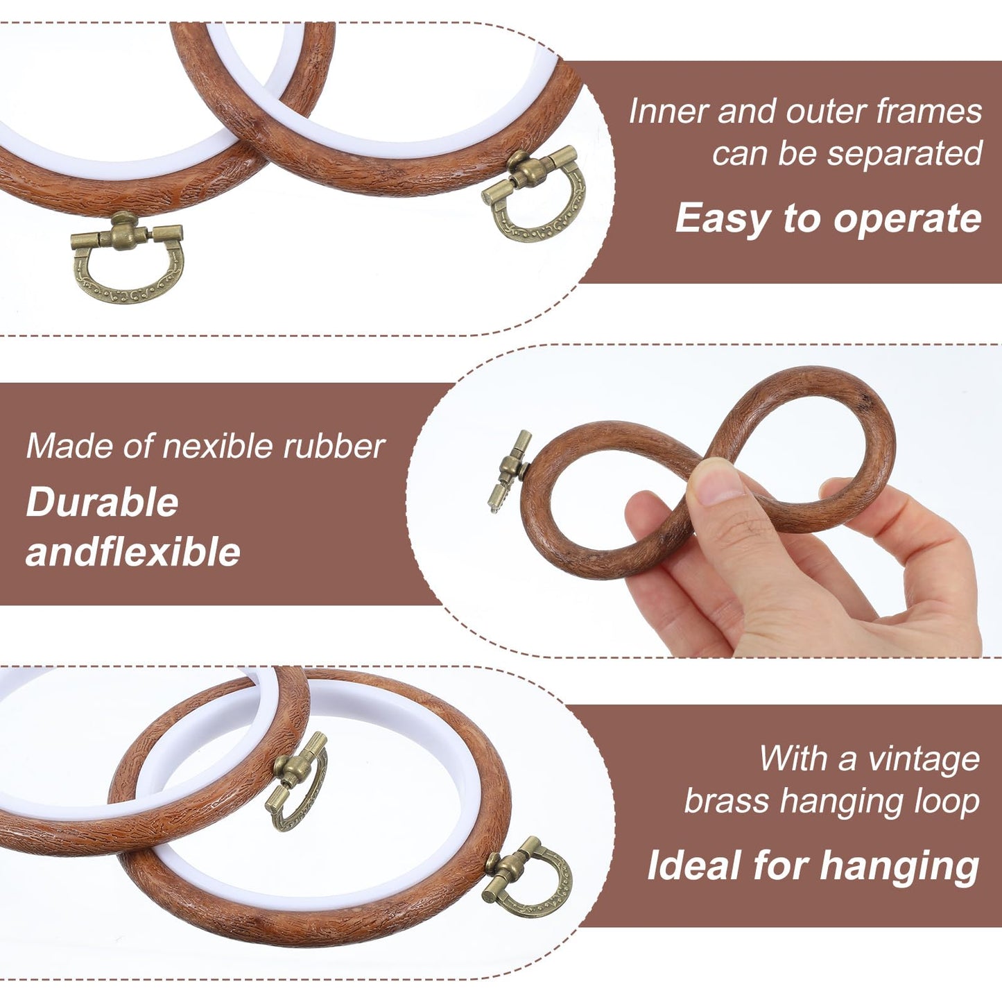 15 Pcs Imitated Wood Embroidery Hoop Set, 3 Inch Embroidery Frame for DIY Craft, Decorative Cross Stitch Hoops for Spring Wedding Gift, Art Sewing Supplies