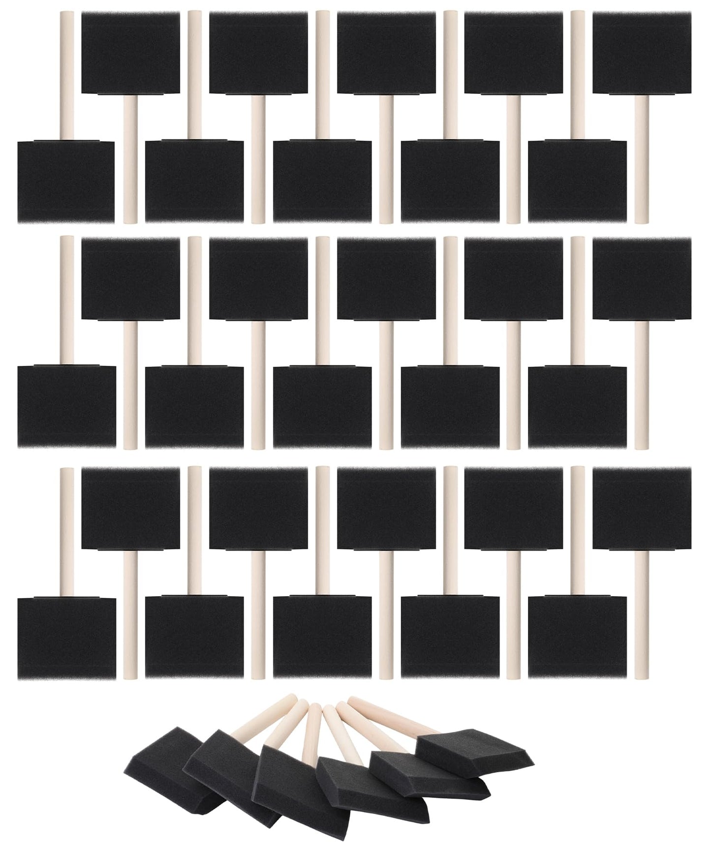 Bates- Foam Paint Brushes, 3-Inch, 36 Pack, Wooden Handle, Sponge Brushes for Painting, Staining, Varnishes, Gluing and DIY Craft Projects on Wood, Metal & More