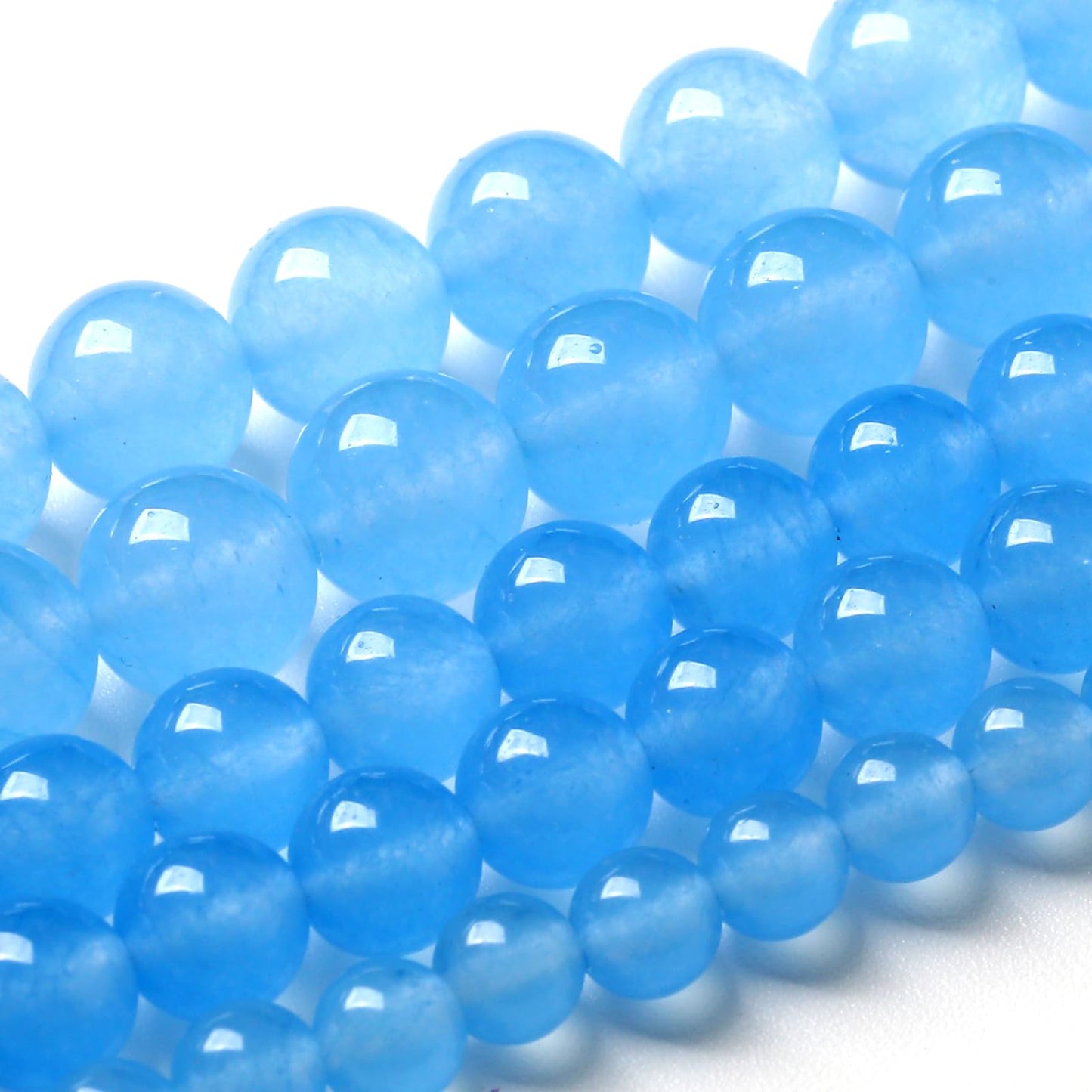 10MM Natural Stone Aquamarine Blue Chalcedony Beads Round Loose Beads for Jewelry Making Bracelet 72pcs 2 Strands 32"
