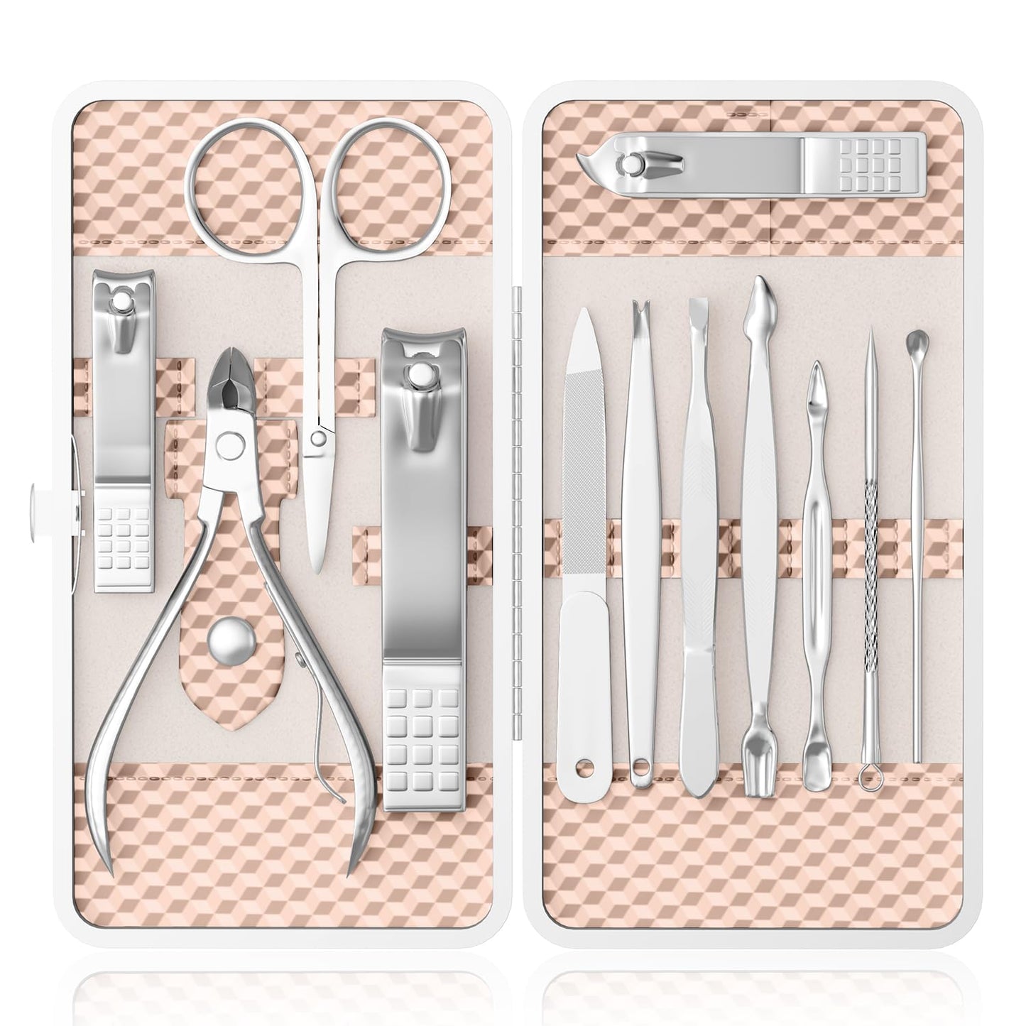ZIZZON Professional Nail Care kit Manicure Grooming Set with Travel Case(Rose Gold)