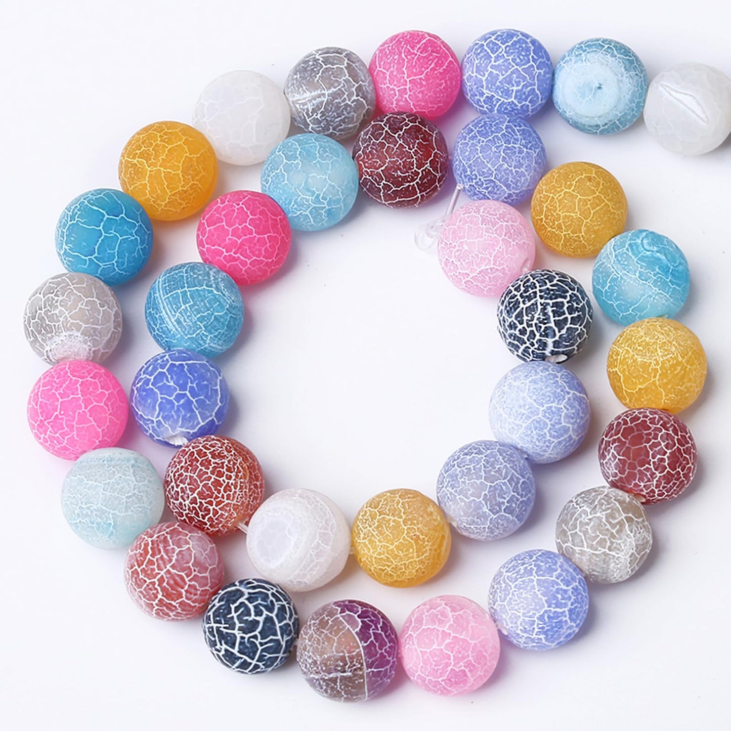 180pcs 4MM Natural Mixed Color Weathered Agate Stone Beads for Jewelry Making Round Gemstone Beads DIY Bracelet Necklace 2 Strands 32"