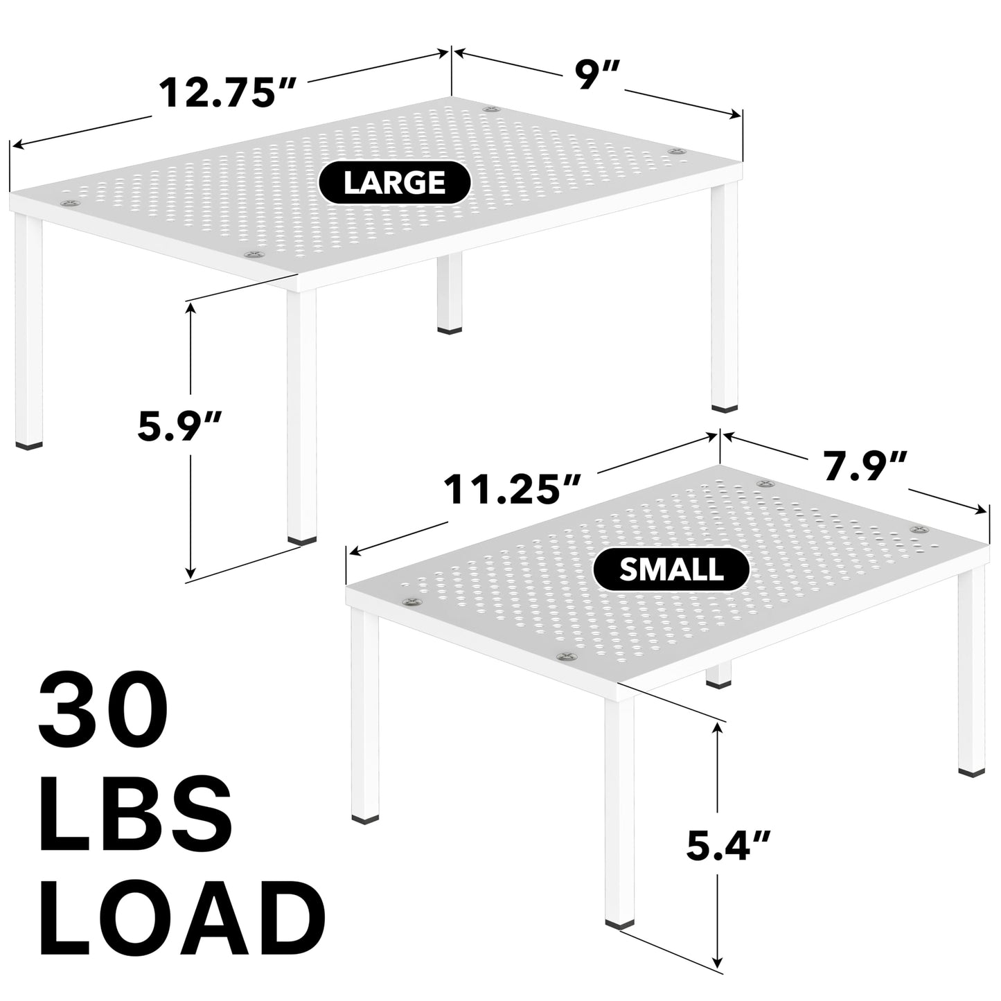 Simple Houseware Expandable Stackable Kitchen Counter Shelf Organizer, White, Metal Top, 11.25"L x 7.9"W x 5.4"H