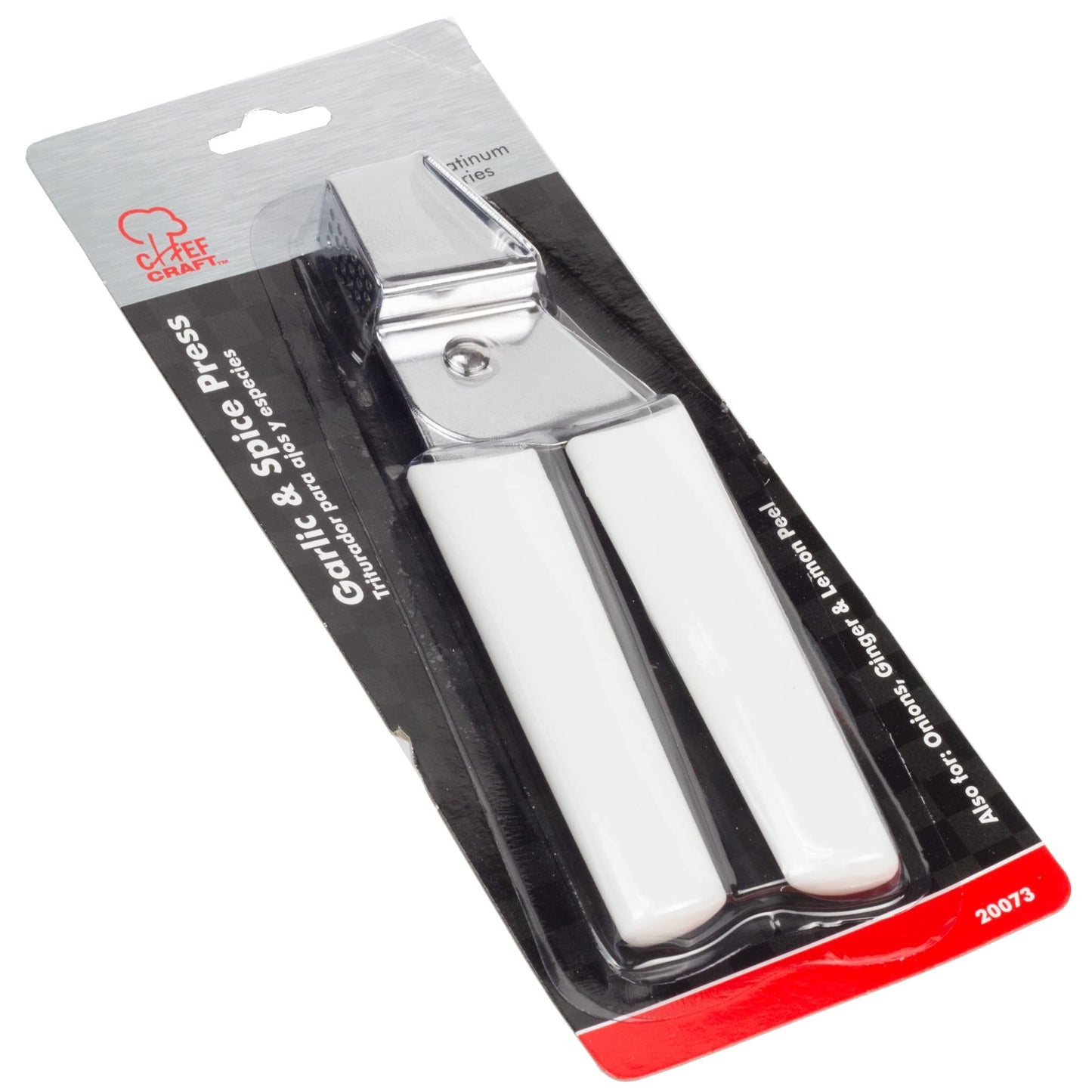 Chef Craft Classic Garlic and Spice Press, 6.88 inch, White and Chrome