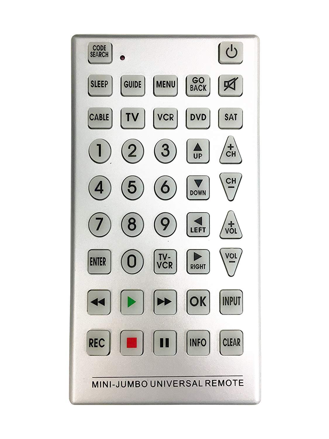 PrimeTrendz Universal Mini Jumbo Remote Control for TV VCR DVD Satellite Cable & More - Never Lose The Remote Again!