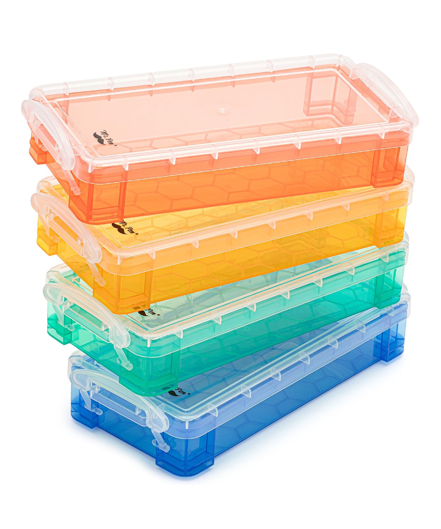 Mr. Pen- Pencil Box, 4 Pack, Assorted Color, Plastic Pencil Box Case, Pencil Case, Crayon Box