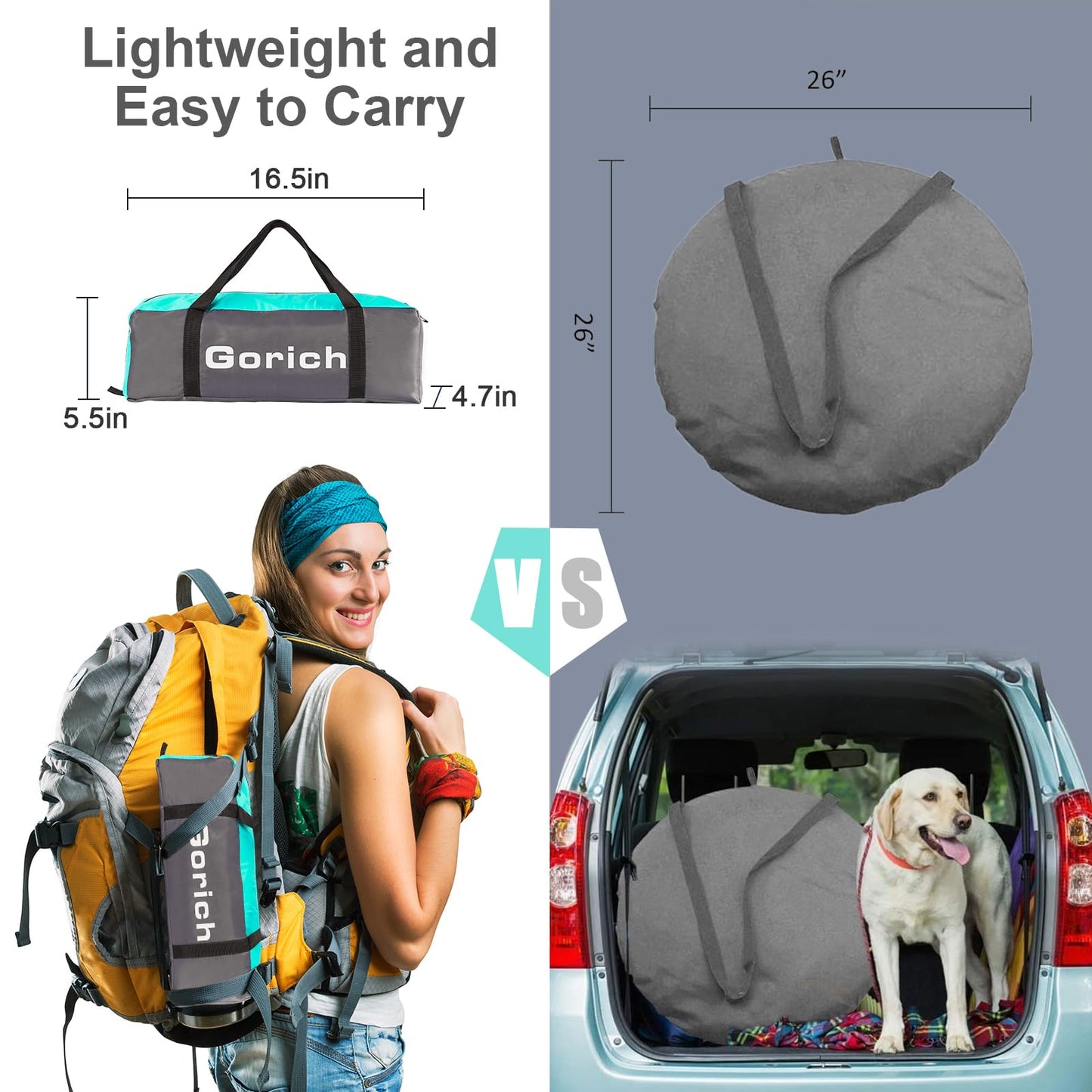 Gorich Beach Tent Sun Shelter for 3/4/6/8/10 Person with UPF 50＋ UV Protection, Lightweight & Easy Setup Beach Shade Canopy, Portable Beach Shade Tent Beach Cabana