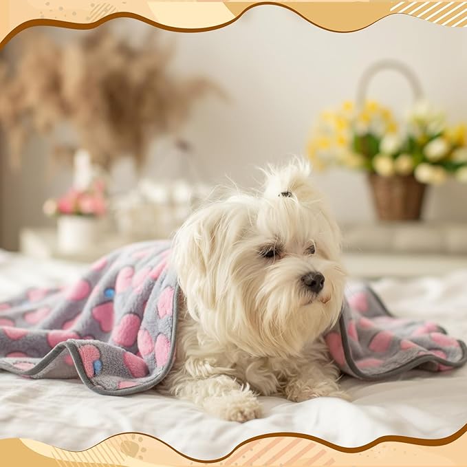 BrightRow 20 Pcs Puppy Blankets Bulk, Soft Fleece Blankets for Small Pets