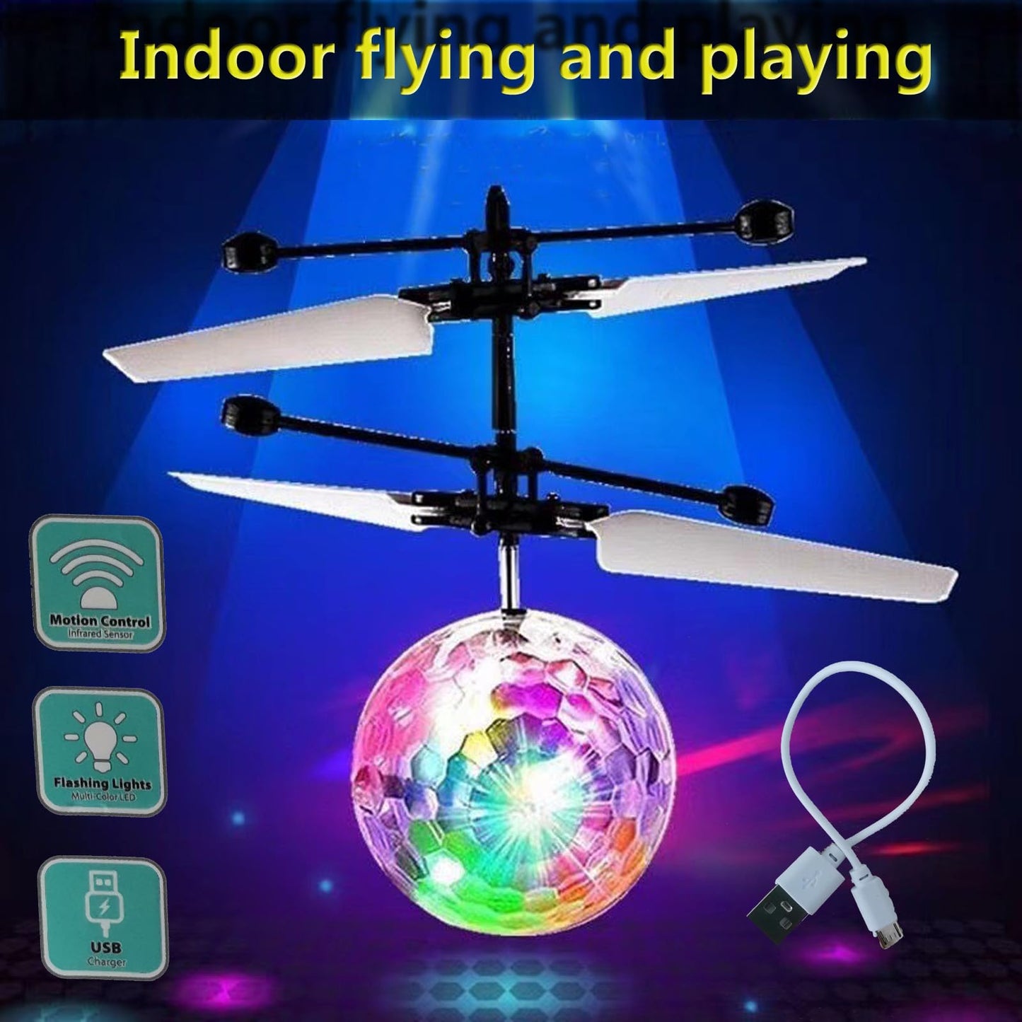 Inductive Flying Crystal Ball, Suspended Flying Ball with Lights, Infrared Sensor Aircraft Toy