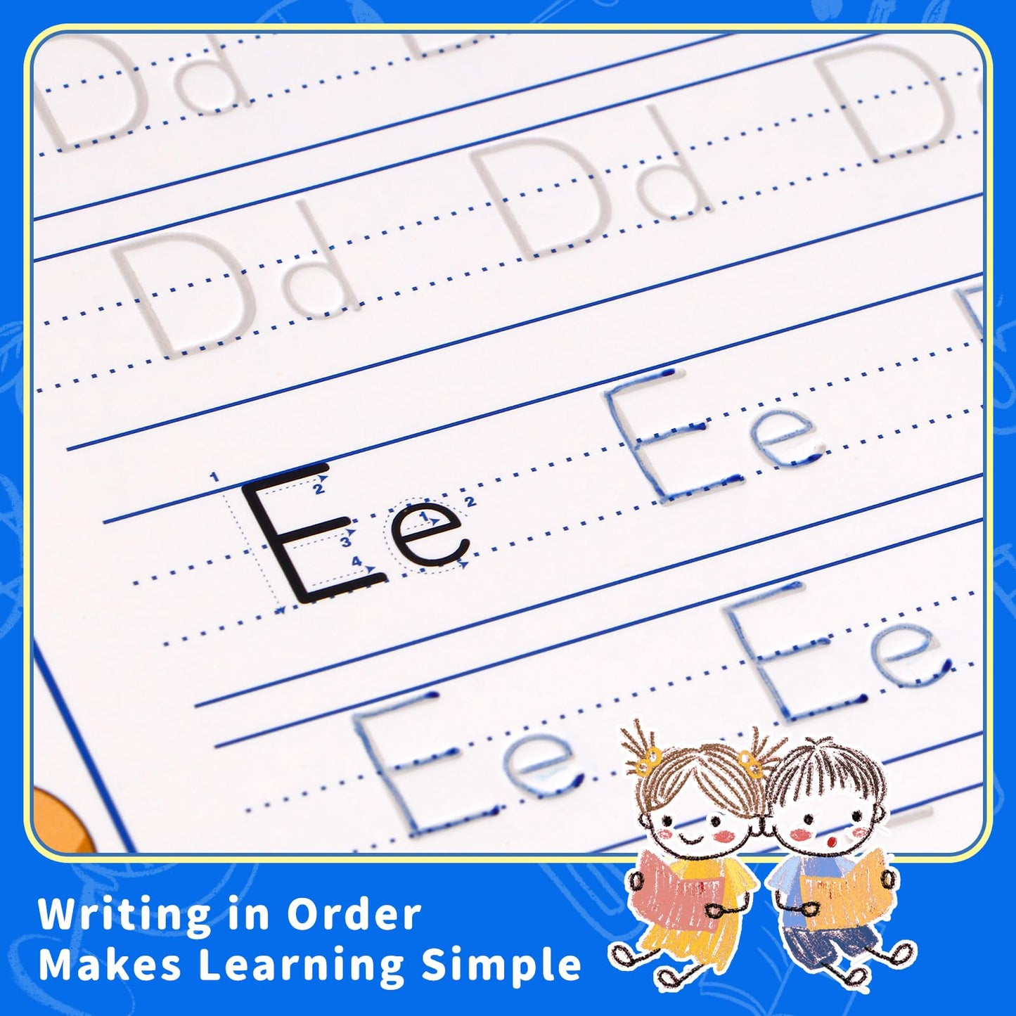 Magic Grooved Handwriting Practice Book for Kids Ages 3-8, Reusable Tracing Workbooks with Auto-Disappearing Ink, Preschool Learning Activities for Toddlers-Gifts for Children