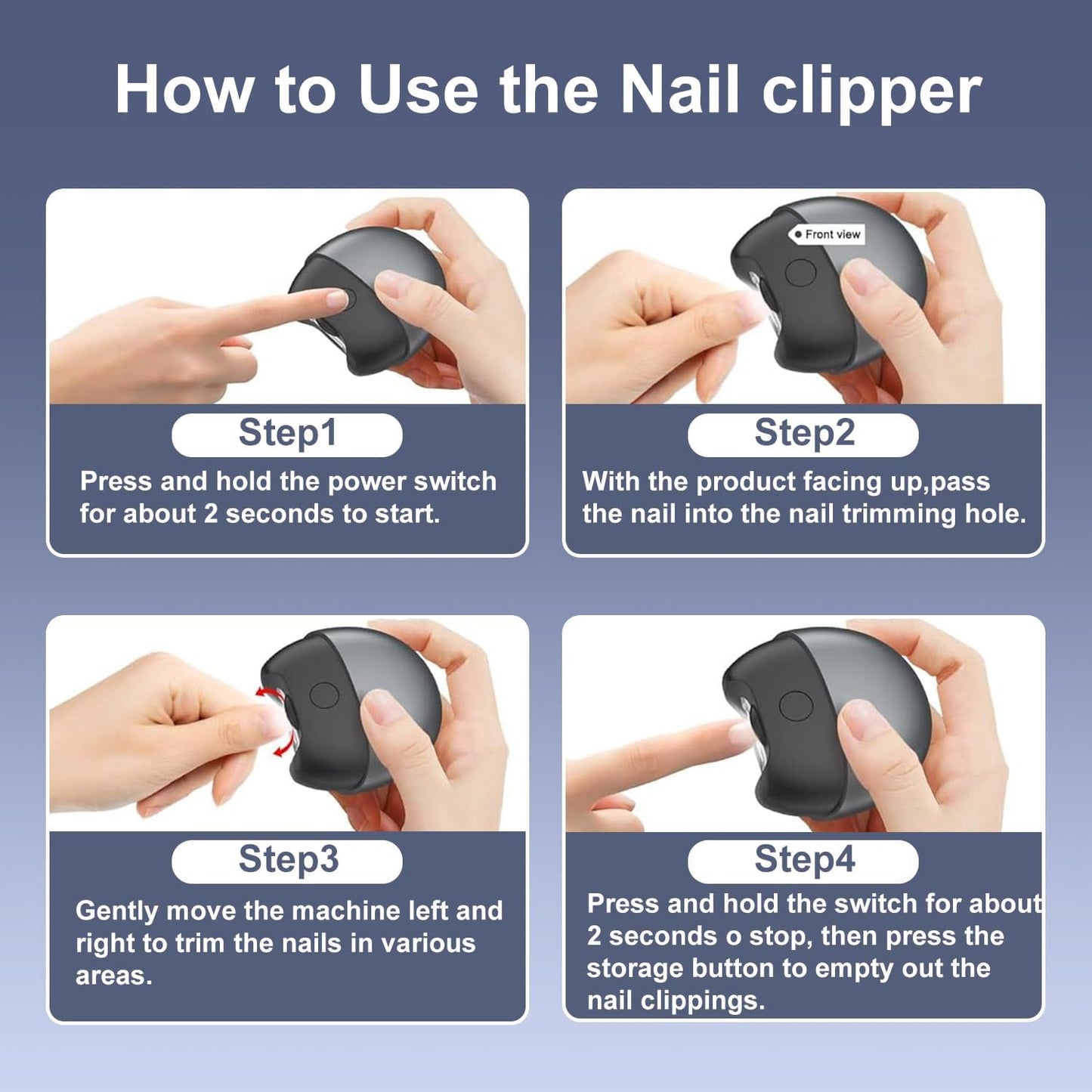 4 in 1 Electric Automatic Nail Clipper, 2026 Upgraded Electric Nail Clipper Automatic Nail Trimmer with Light & Nail Scraps Storage 2 Speeds Electric Fingernail Clippers for Seniors Adults (White)