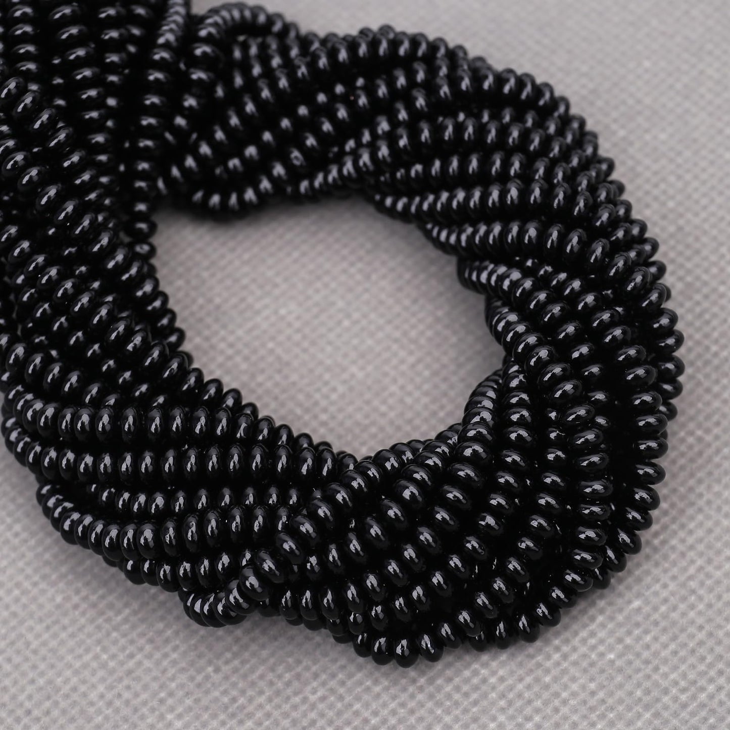 BONNY BOXX 1 Strand (150PCs) Natural 2 * 4mm Black Obsidian Rondelle Beads, Natural Abacus Disk Stone Beads Loose Spacer Gemstone for DIY Bracelet Necklace Jewelry Making