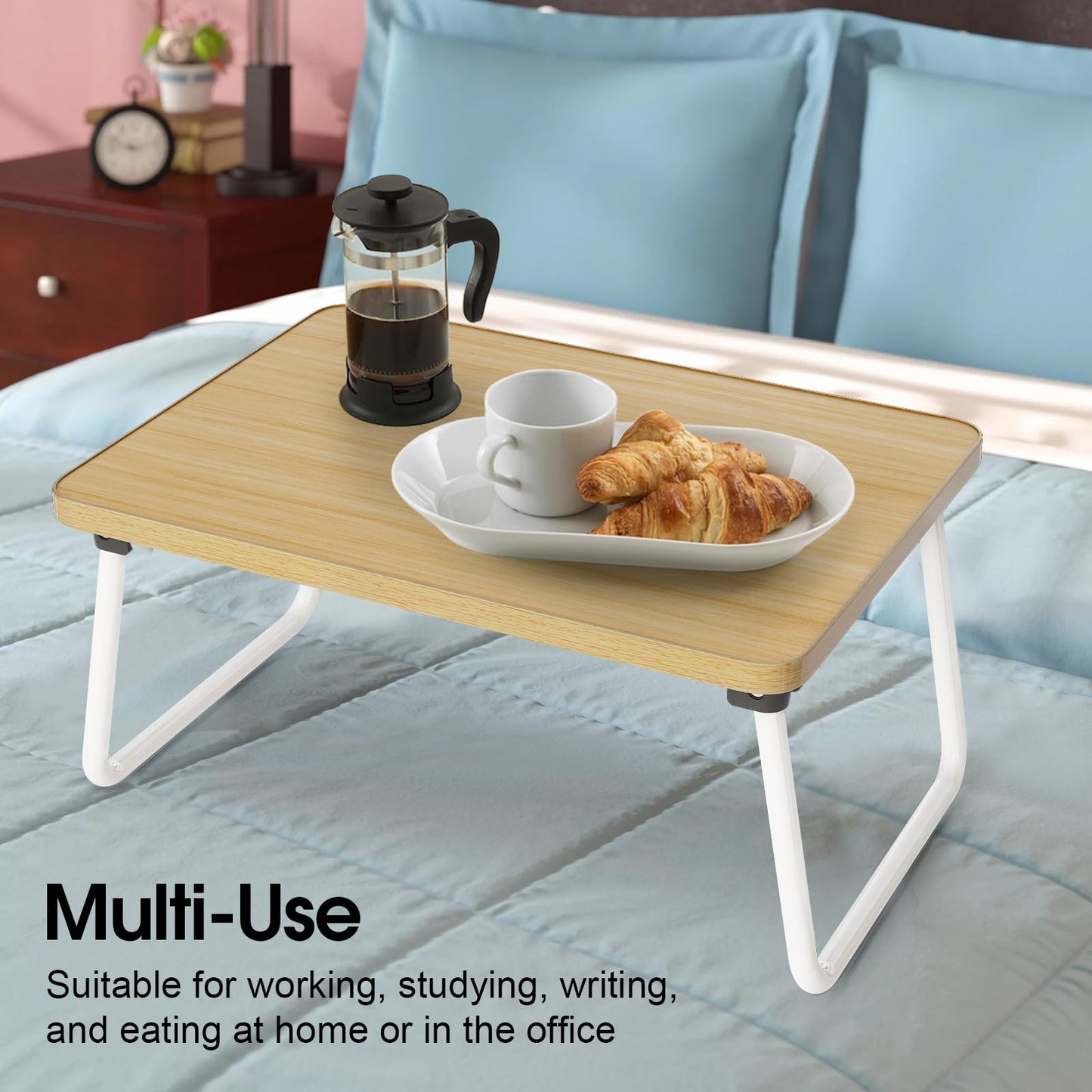 Lap Desks Laptop Tray for Bed or Couch, Breakfast Serving Tray with Folding Legs,Portable & Lightweight Mini Table, Laptop Stand for Working, Reading and Writing,Beige