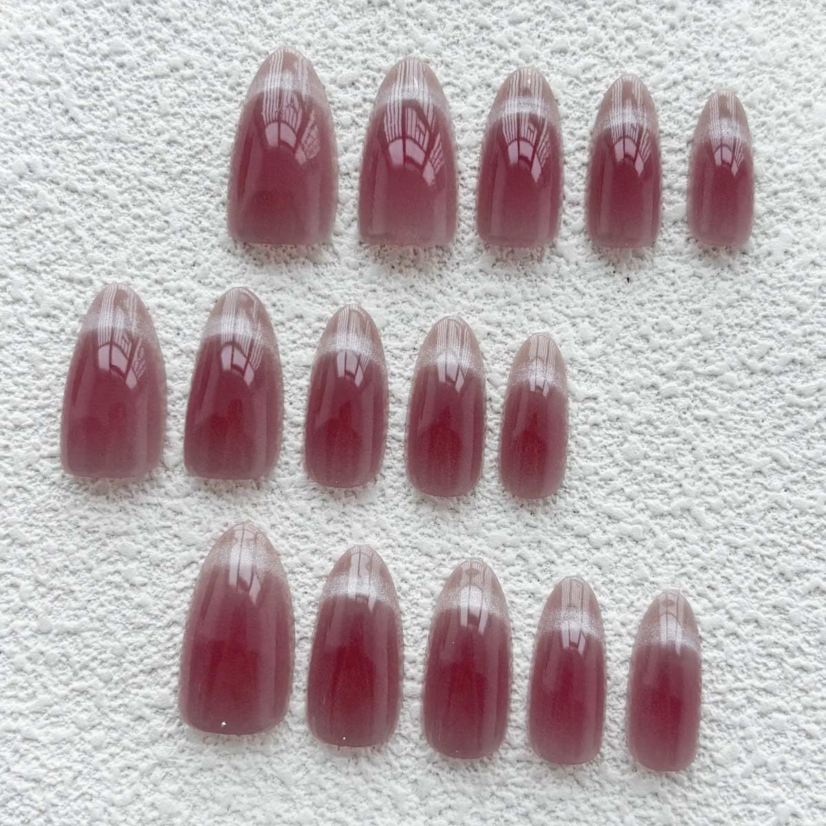 Medium Press On Nails Almond Fake Nails Gradient With Glitter Design Full Cover False Nails Artificial Acrylic Nail Cute Stick On Nail For Women Manicure Decorations 24pcs