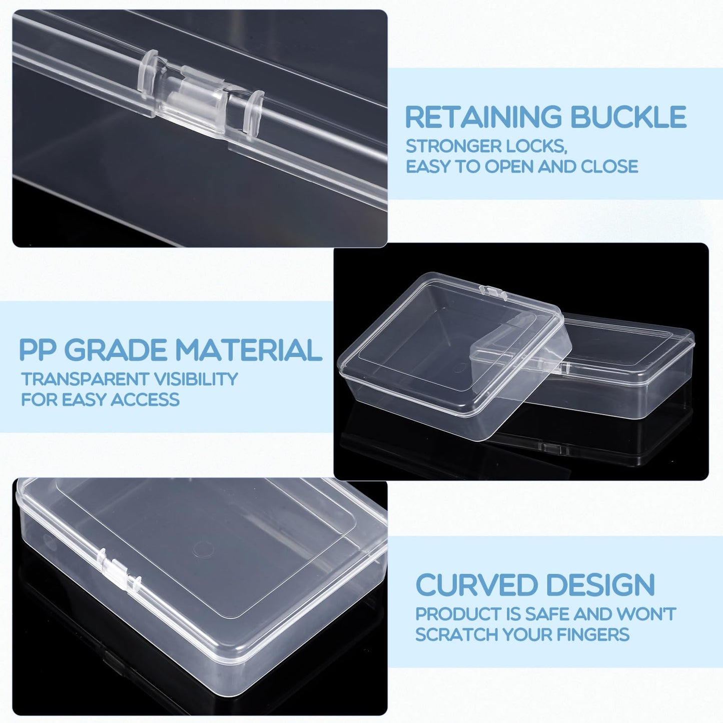Jetec 6 Pieces Mini Plastic Clear Beads Storage Containers Box for Collecting Small Items, Beads, Jewelry, Business Cards, Game Pieces, Crafts (5 x 4 x 1.3 Inch)