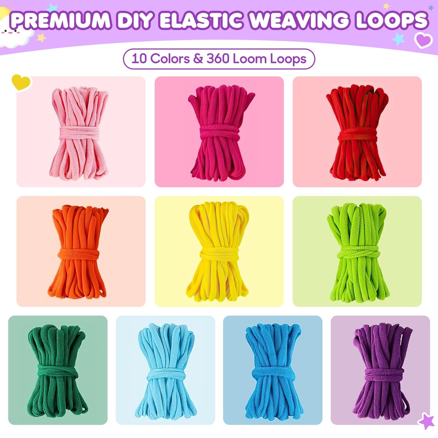 478 Pcs Weaving Loom Kit with Portable Case, Perfect for Making Handbags, Potholder Maker, Bracelet for DIY Crafters & Makers, Complete Craft Kit with Hooks, Gift for Christmas, Birthday, Purple