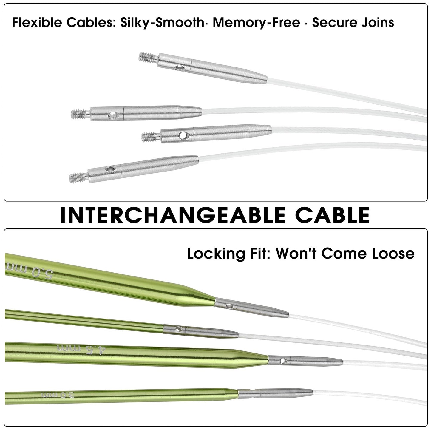 Interchangeable Circular Knitting Needles Set,10-Pair 4.5-Inch Metal Circular Needles US1,1.5,2,2.5,3,4,5,6,7,8 (Metric:2.2,2.5,2.75,3.0,3.25,3.5,3.75,4.0,4.5,5.0mm) with 4 Cords with Project Bag