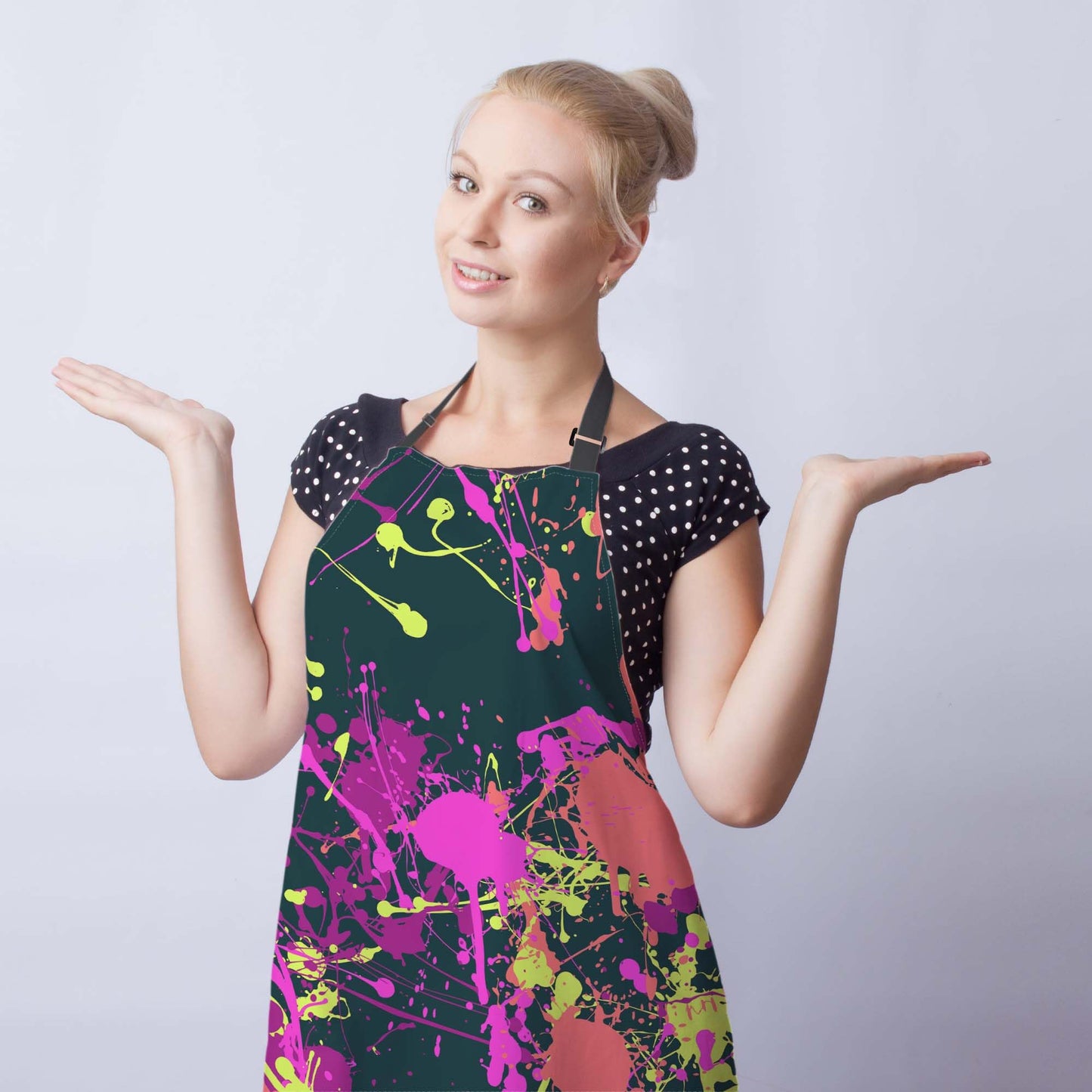 Olikked Cook Apron for Women Splatter Paint Pattern Mans Aprons for Cooking Funny for Kitchen Cooking Restaurant BBQ Painting Crafting 27” (W) x 31” (H), Waterproof Aprons