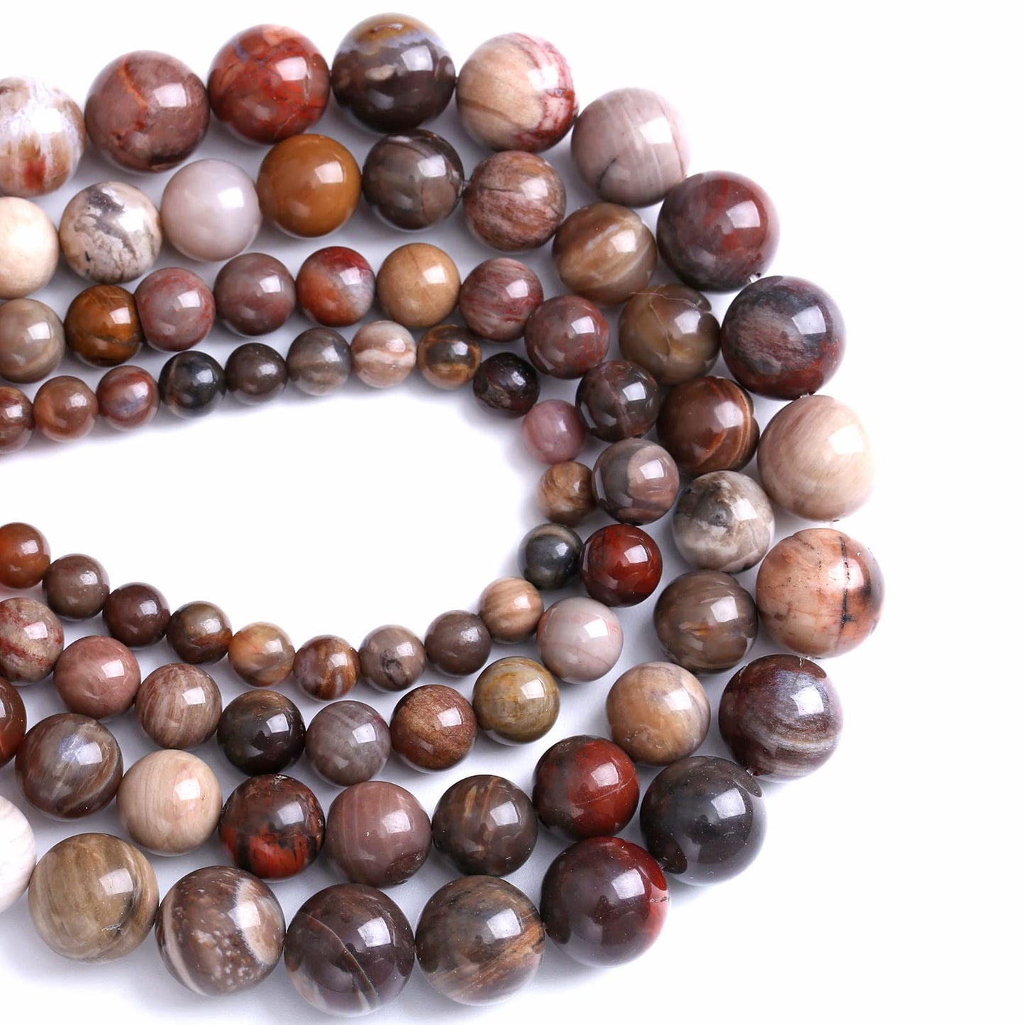 6MM 60PCS Natural Stone Petrified Wood Jasper Loose Beads for Jewelry Making DIY Bracelet