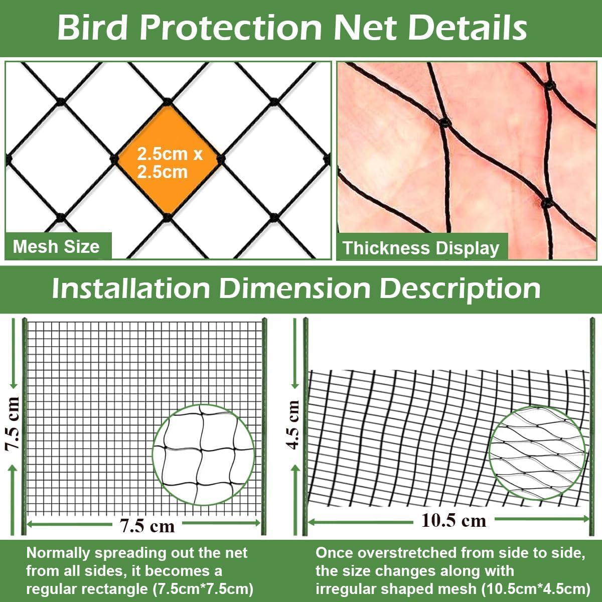 Poultry Netting 25x25 ft, 1" Square Mesh Heavy Duty Chicken Run Net, Garden Netting to Protect Plants, Fruit Trees, Vegetables from Birds, Deer, Pests & Animals for Farm, Orchard, Coop
