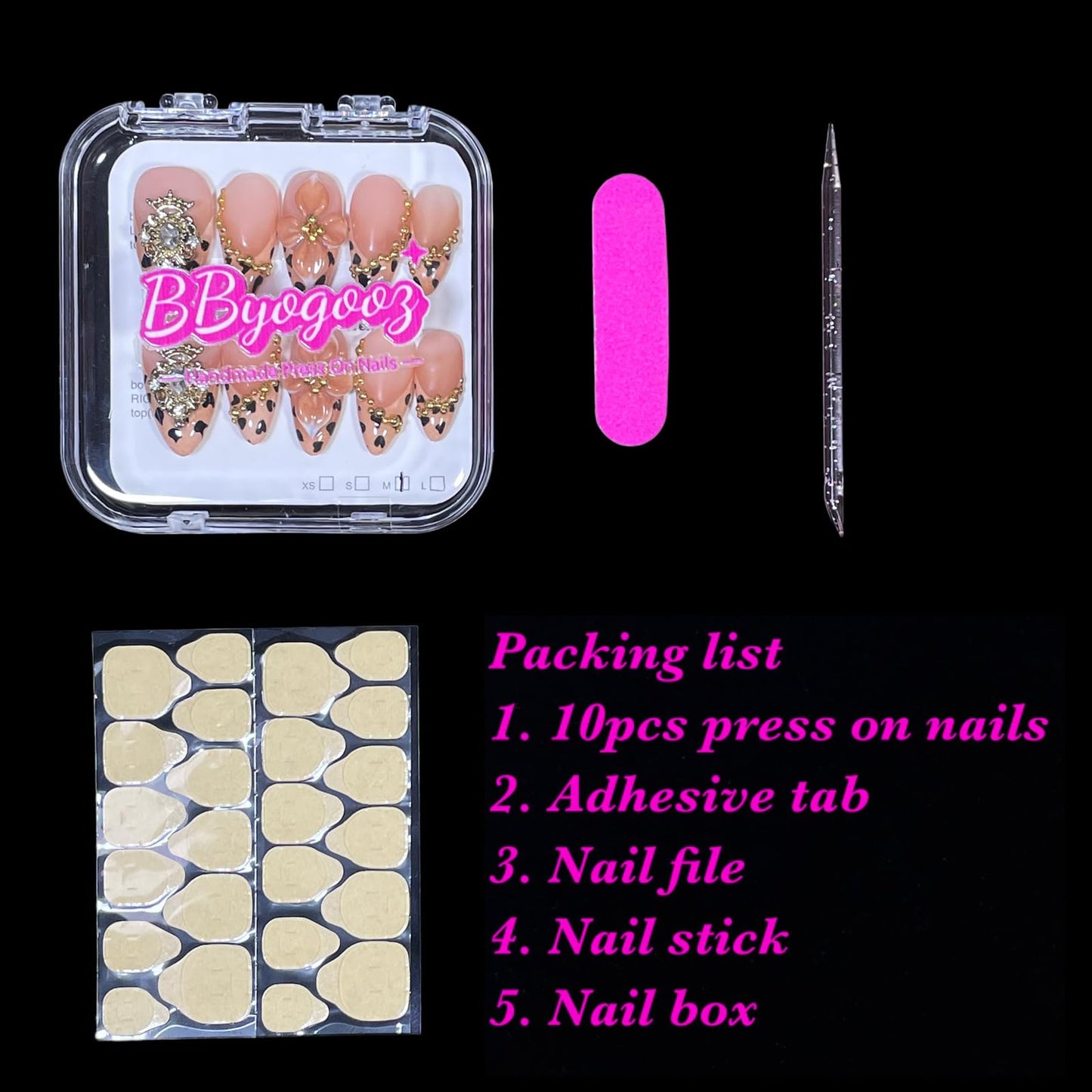 Handmade Press on Nails 3D Flower, Almond Shape, Gold Crown Jewels, Leopard Print Design, Luxury Reusable Acrylic False Nails (Gold Crown, S)