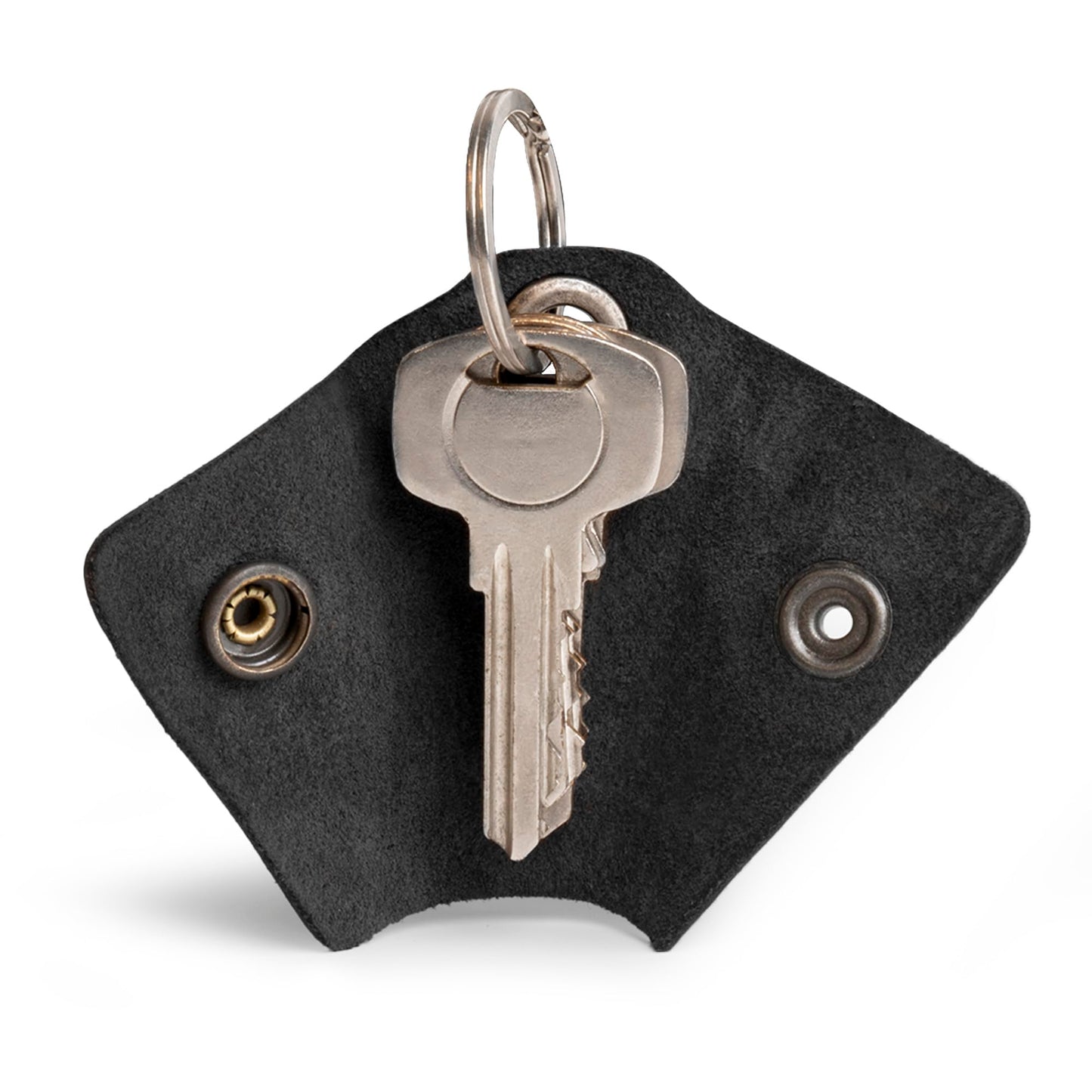 Hide & Drink Full Grain Leather Wrap Keychain, Organizer Snap Closure, Key Ring Cover, Silencer Sleeve Key Holder for Men (Charcoal Black)