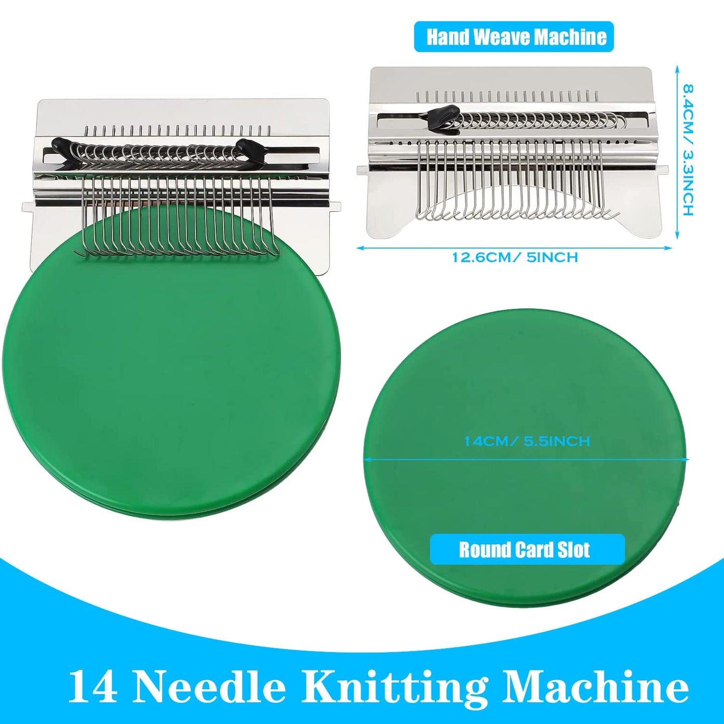 Allazone Darning Mini Loom Machine Small Weaving Loom Machine with 50 Color Darning Threads for DIY Artful Patterns, Repair Clothes, Craft DIY (21 Hooks)