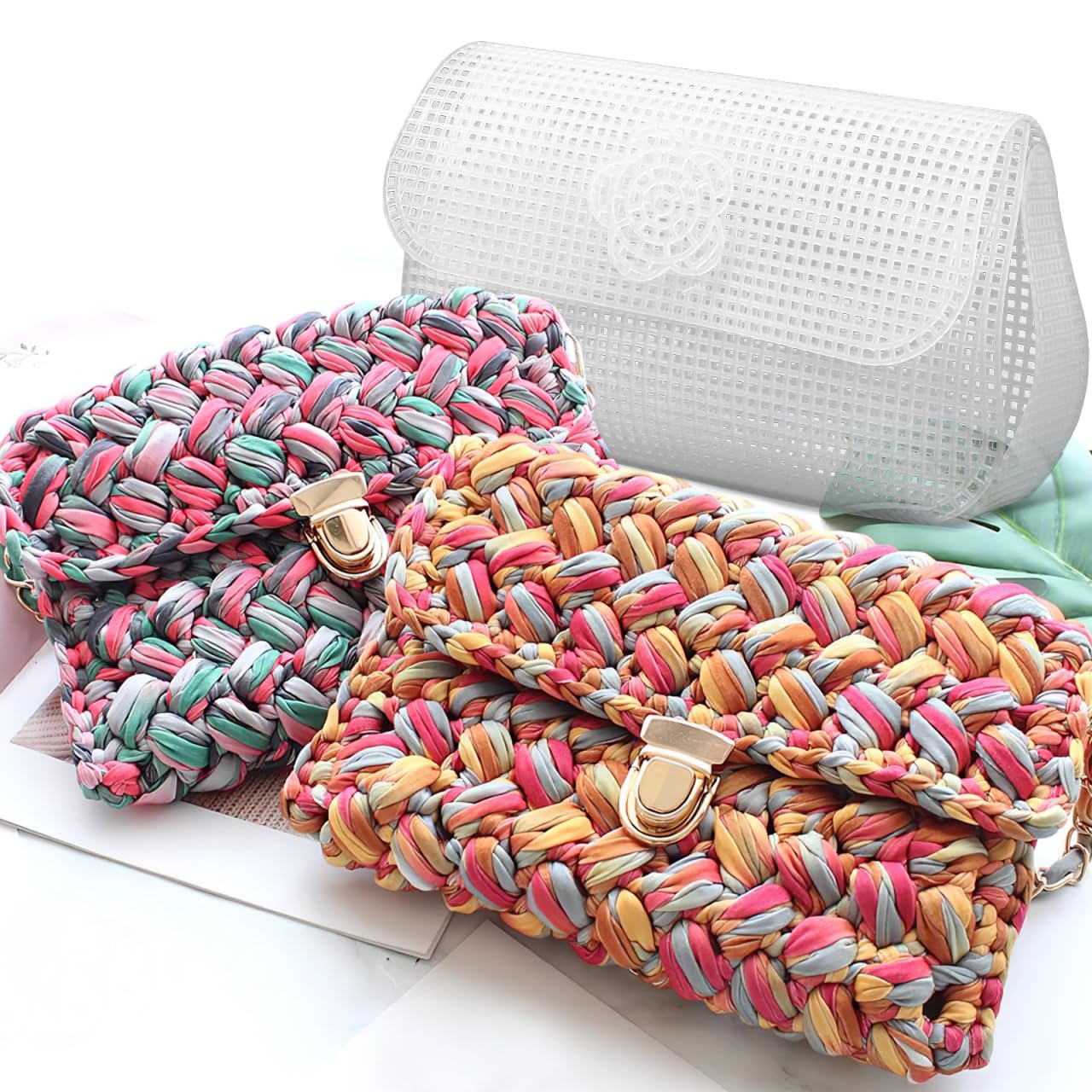 KALLORY 6Pcs DIY Plastic Mesh Canvas Sheets, Clear Plastic Mesh Sheet for Crochet Purse Making Embroidery Blank Needlepoint Canvas Craft Acrylic Yarn Crafting Knit Crochet Project