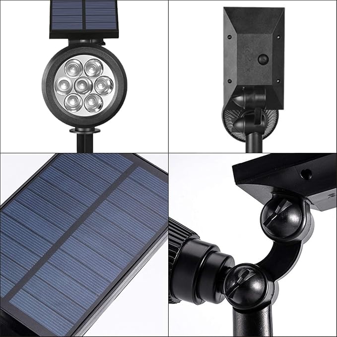 Solar Spotlights, Outdoor Ground Spot Light for Flag Pole, Bright 7-LED Dusk-to-Dawn Waterproof Landscape Flagpole Lights, 2-in-1 Adjustable Solar Powered Lighting for Tree Garden Yard (2 Pack, White)