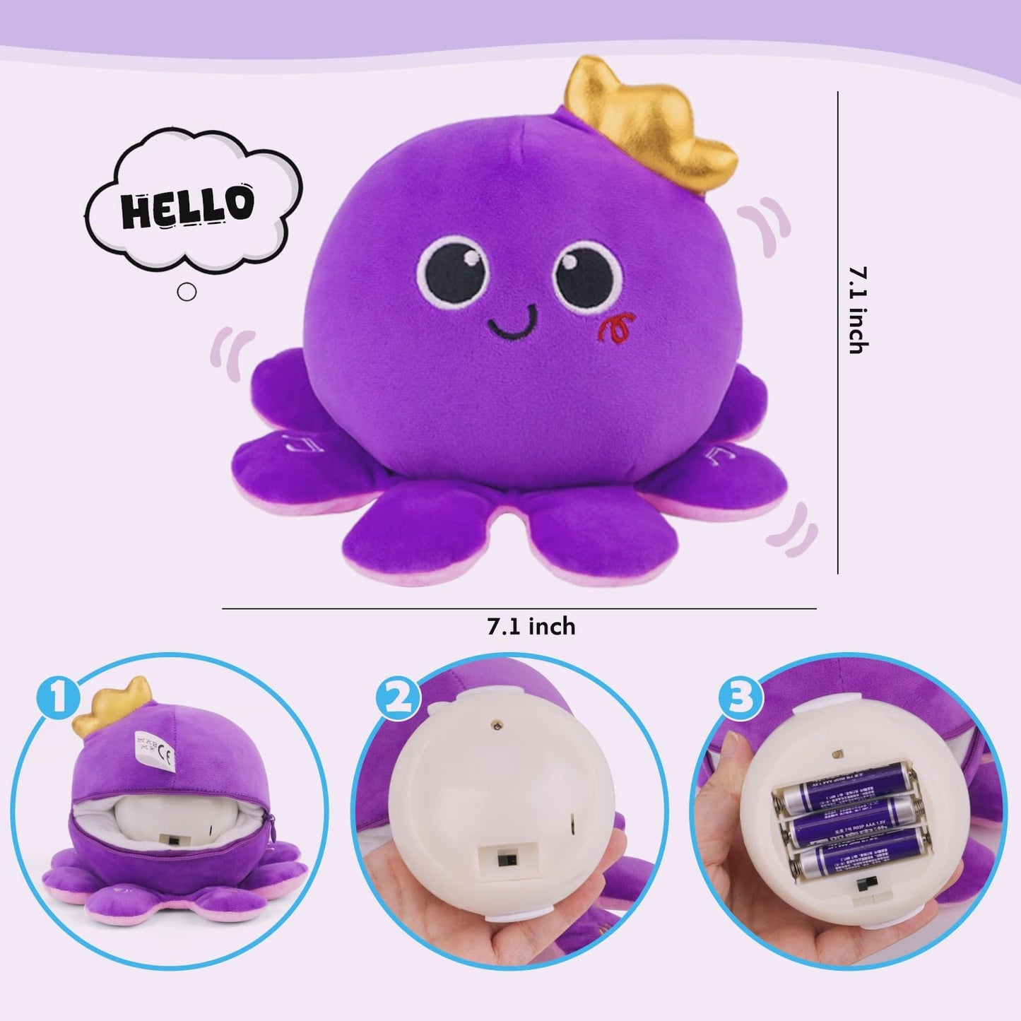 Octopus Baby Crawling Musical Interactive Toys with 97 Melodies, Talking Repeat Function Language Learning for Newborn Infant, Safe Plush Sensory Learning Montessori Toy for Toddlers Gift 0+ Months