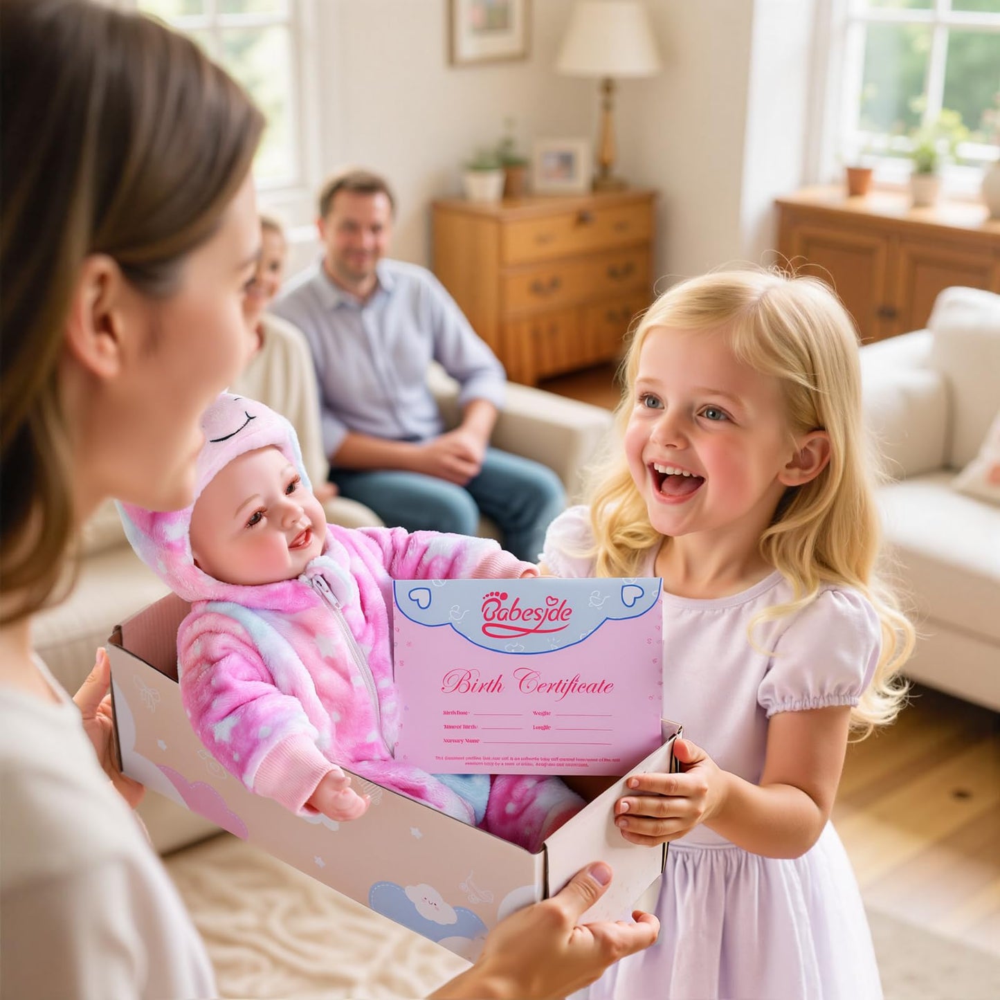 BABESIDE 14-Inch Soft Baby Doll with Baby Feeding Set – Easy to Hold with Cuddly Body – Realistic First Doll for Pretend Play