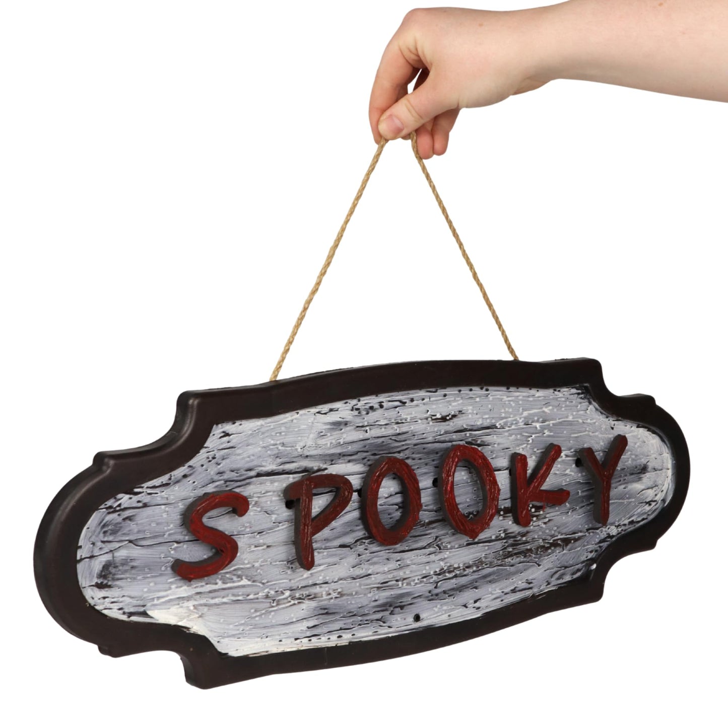 Needzo Animated Spooky Sign, Light Up Hanging Halloween Decor, Haunted House Accessory, 20.5 Inches