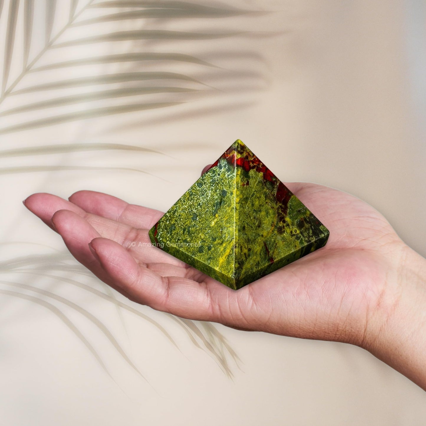 Amazing Gemstone Dragon Bloodstone Pyramid Crystal Healing Stones - 1.5" Great Pyramid Figurine of Natural Stone Pyramid for Meditation, Reiki, Chakra Balancing and Crystal Pyramids Grid
