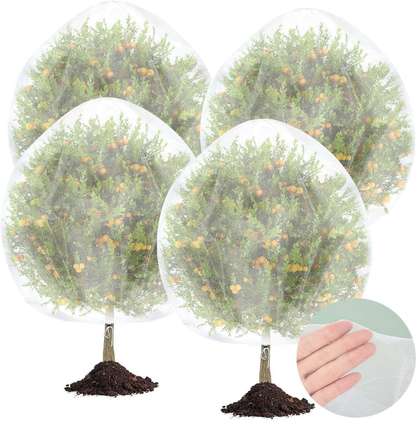 Tetutor 4PCS Fruits Tree Netting, 7.5 x 5.2 ft Large Ultra-Fine Mesh Tree Net for Cicadas with Drawstring,Bird Netting for Fruit Trees, Insect Mesh Neting for Garden Plants