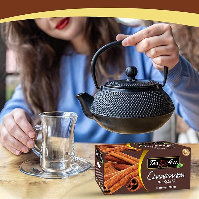 Tea4U Flavored Black Ceylon TeaBags (Cinnamon) - Ideal Quality from Sri Lanka's Finest Leaves and Expertly Blended - 25 Count