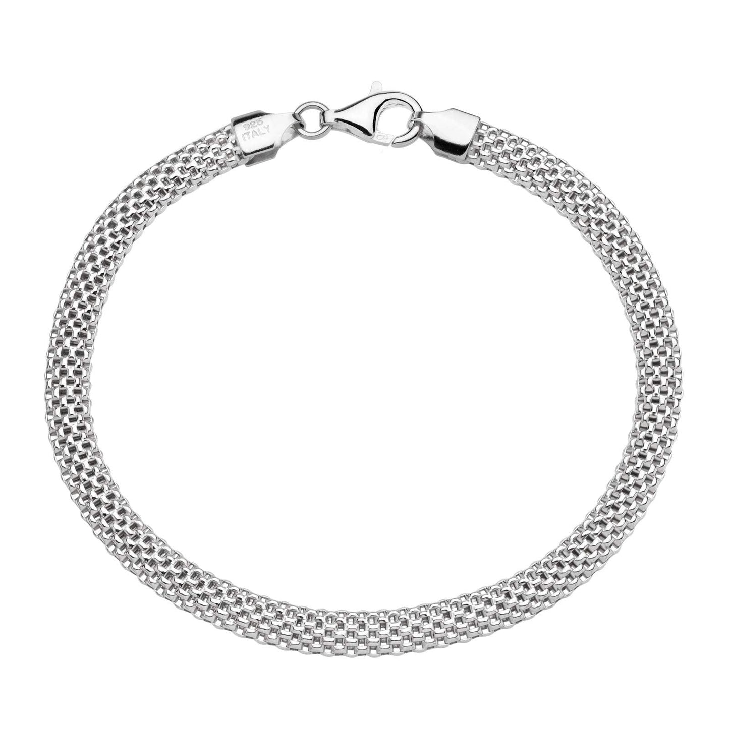 Miabella 925 Sterling Silver Italian 5mm Mesh Link Chain Bracelet for Women, Made in Italy (7 Inches)