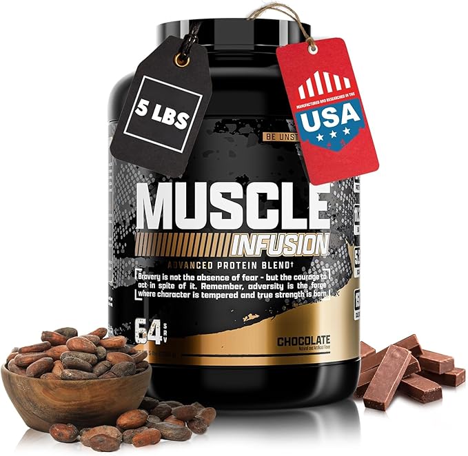 Nutrex Research Whey Protein Powder, Chocolate Muscle Infusion Whey Isolate w/EAA & Hi BCAA for Muscle Gain - 5 Pounds - Muscle Builder for Men & Women, Sports Nutrition, Delicious Taste & Texture